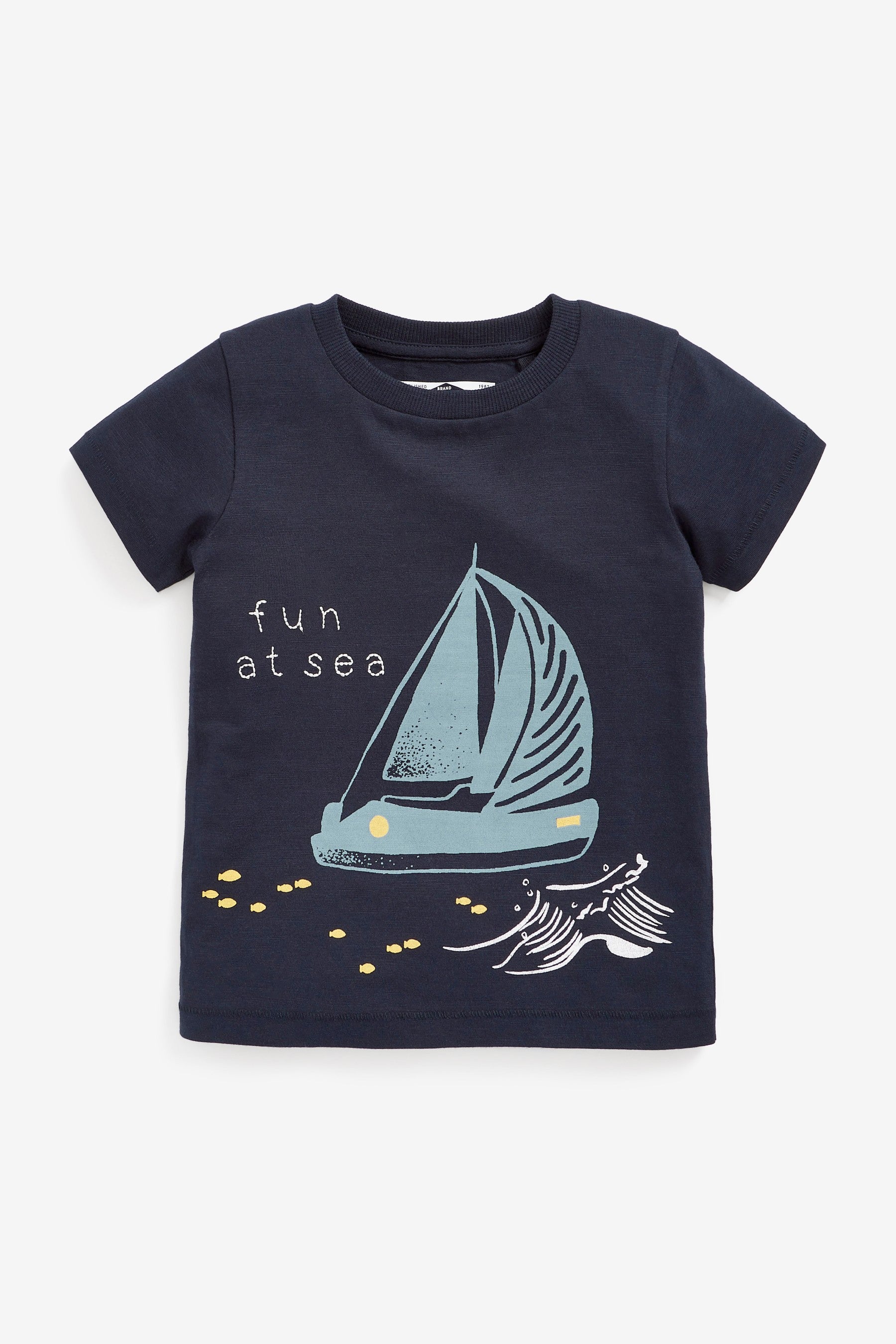 Navy Blue Boat Short Sleeve Character T-Shirt (3mths-7yrs)