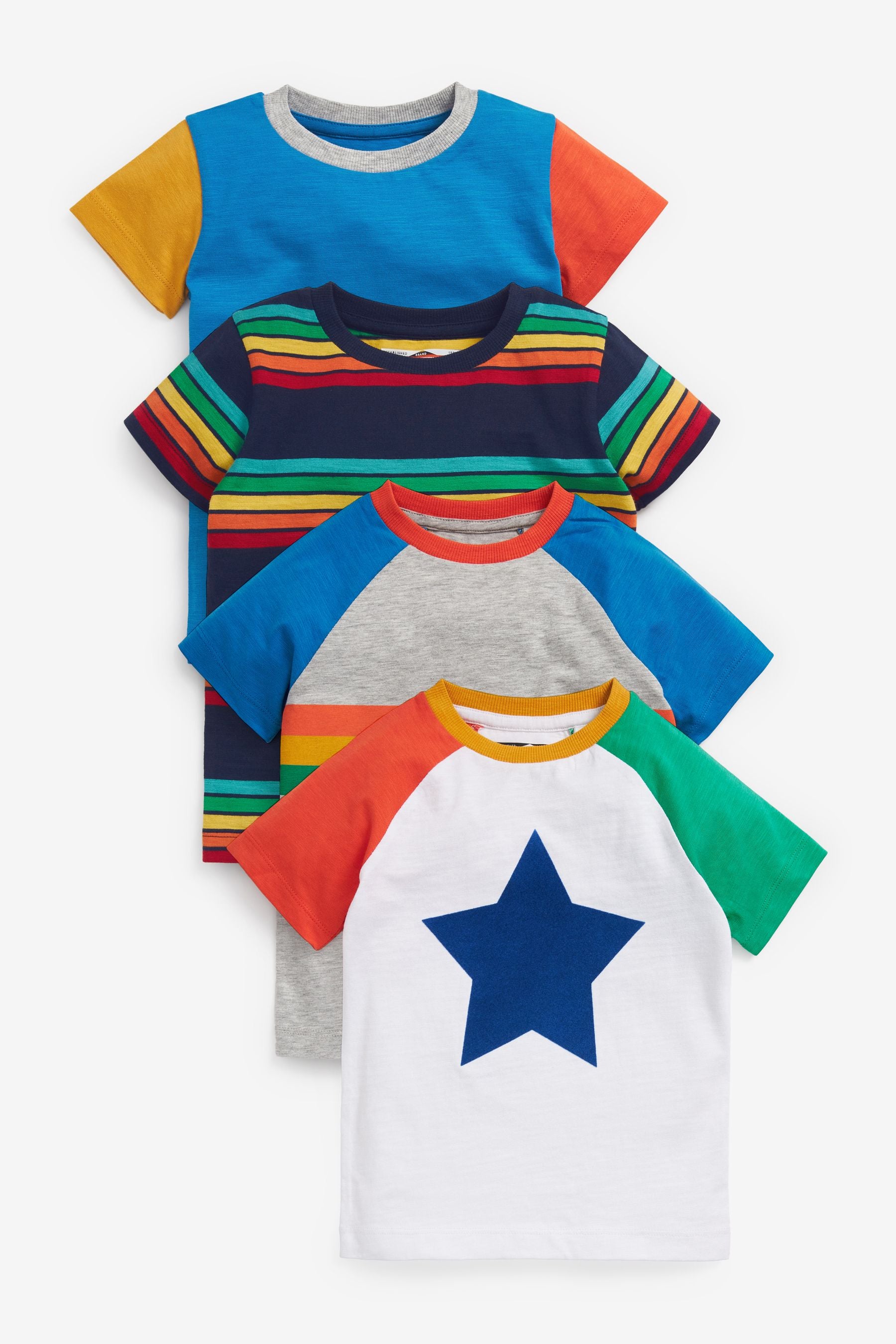 Multi Rainbow 4 Pack Short Sleeve T-Shirts (3mths-7yrs)