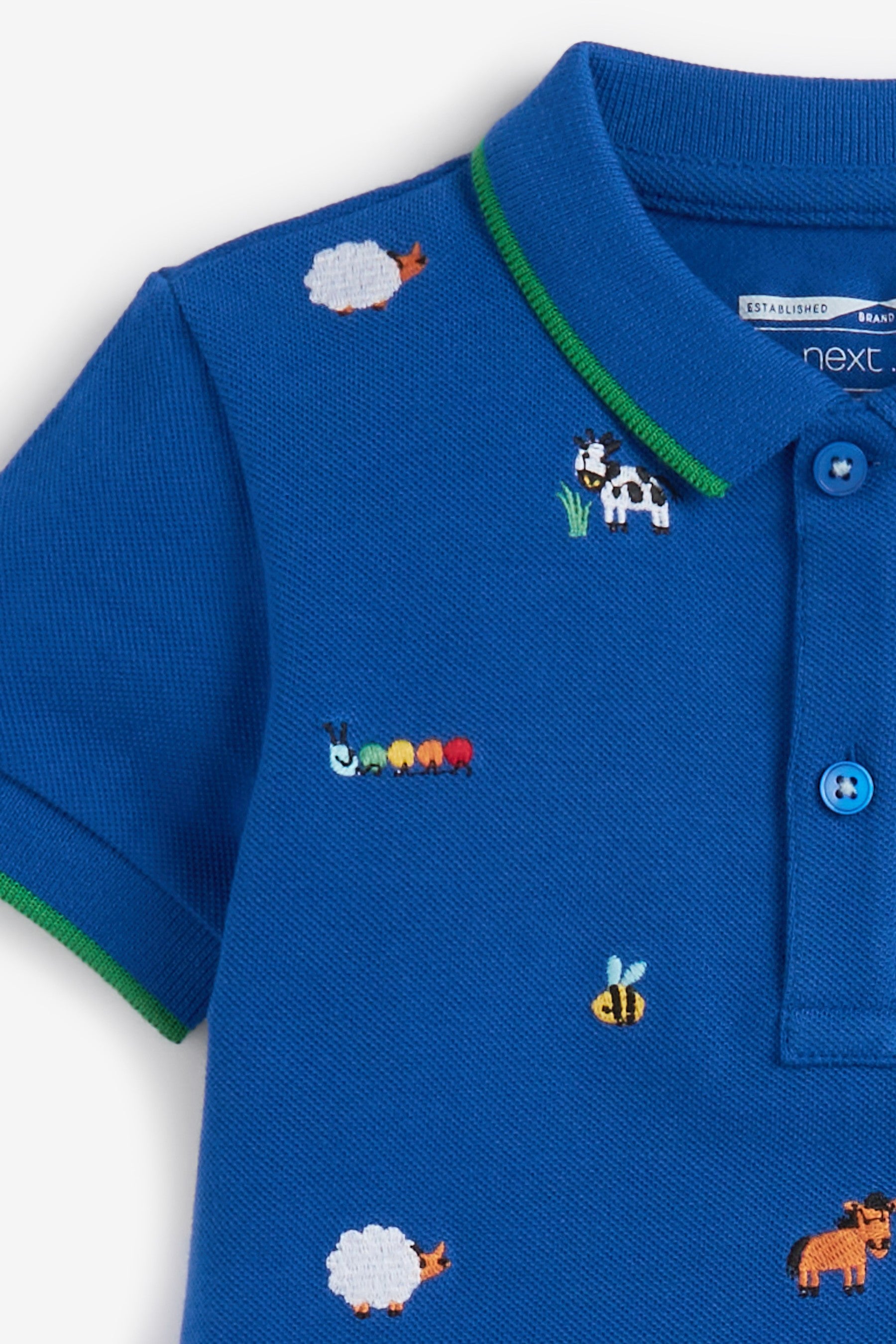 Cobalt Blue Farm Embroidered Pique Jersey Polo Shirt (3mths-7yrs)