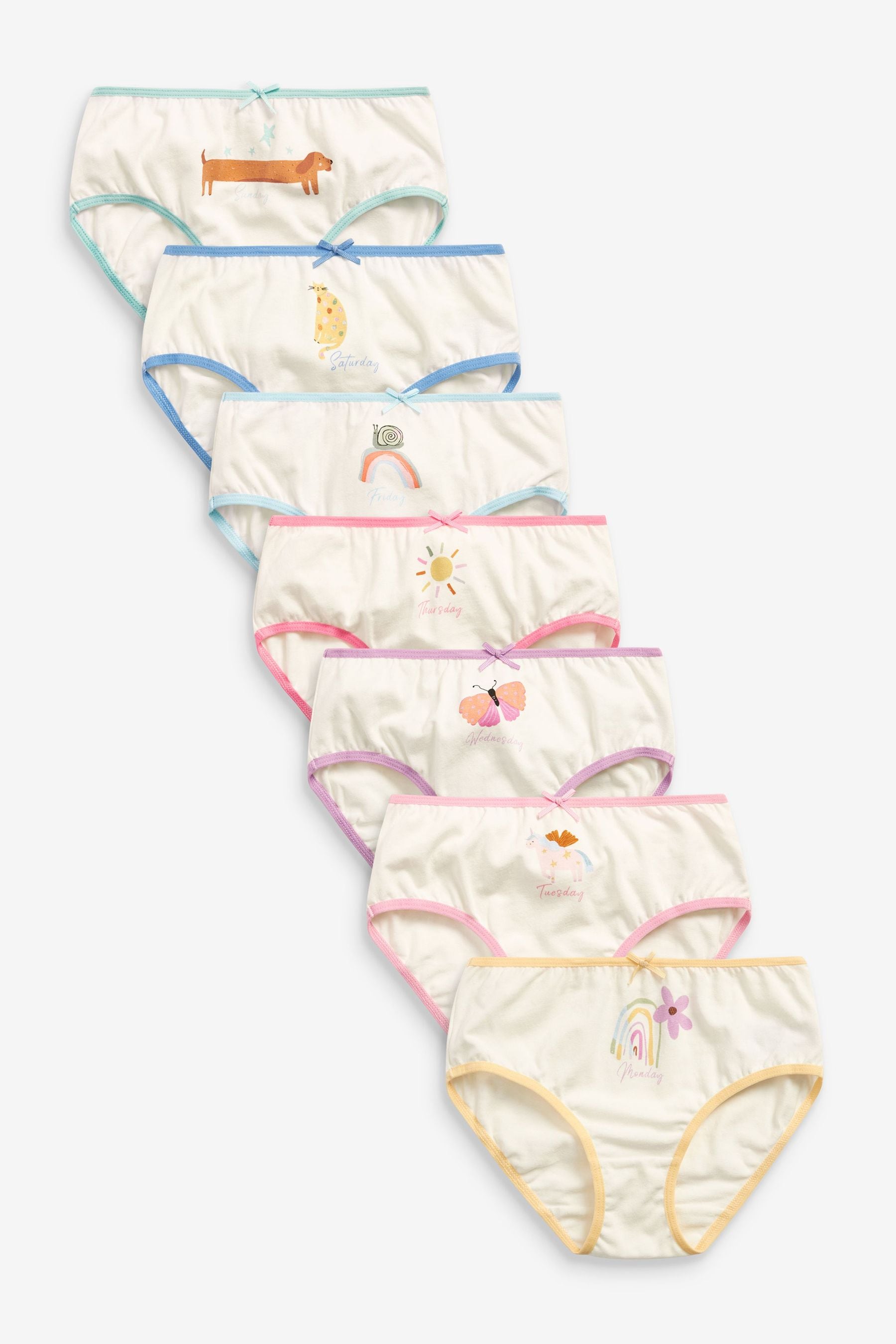 Ecru/Pastel Days of the Week 7 Pack Briefs (1.5-16yrs)