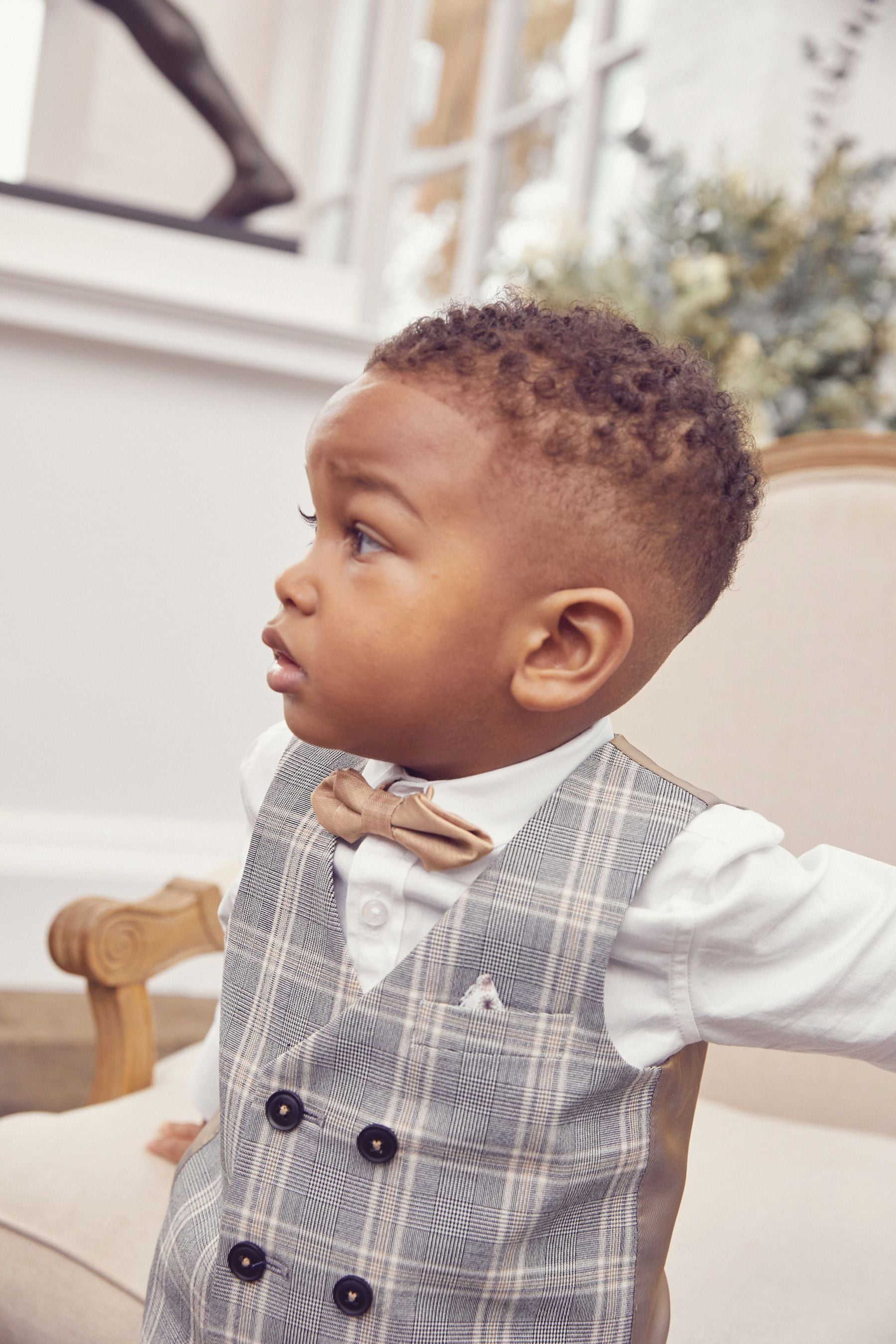 Grey Waistcoat. Shirt And Bow Tie Set (3mths-12yrs)