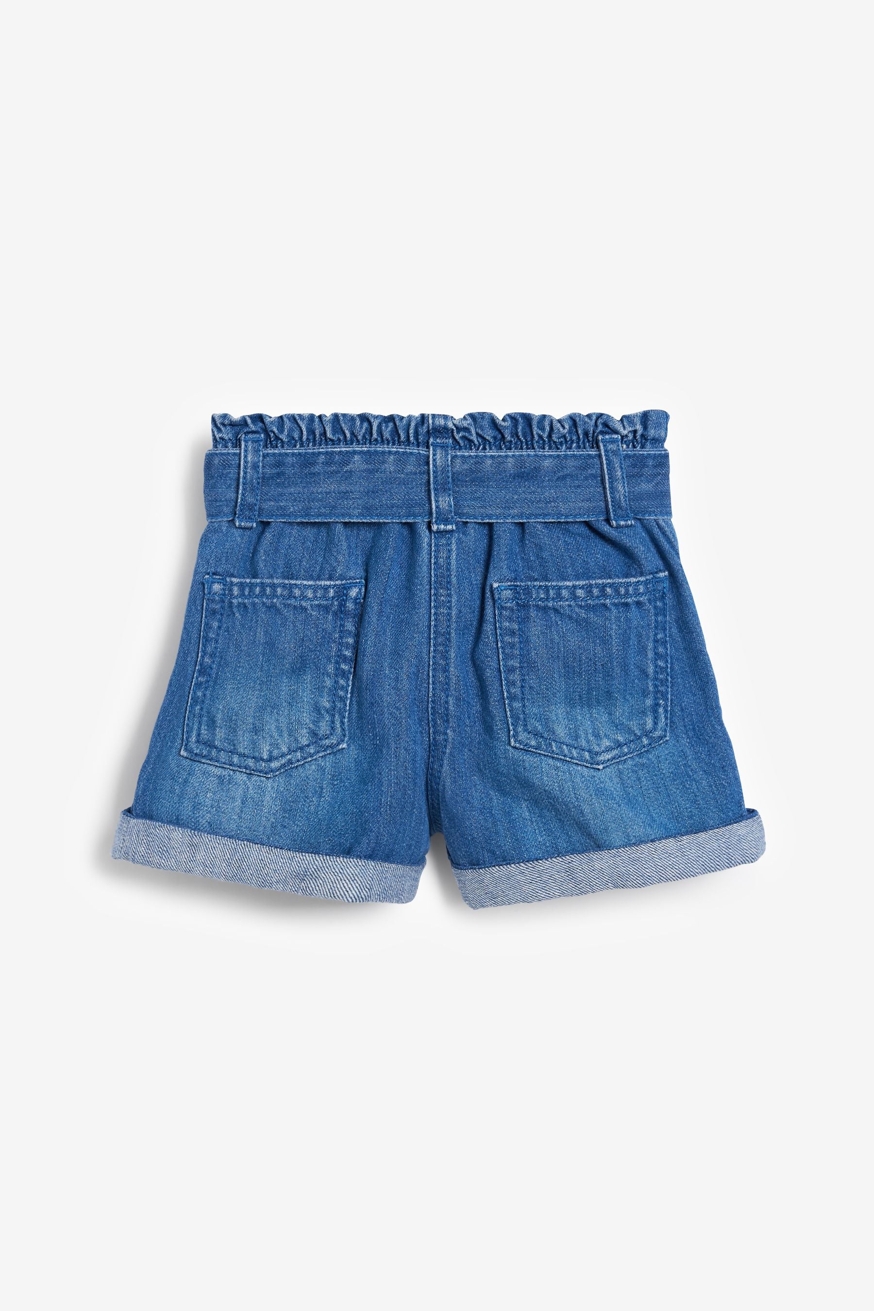 Bright Blue Denim Paperbag Short With Tie Belt (3mths-7yrs)