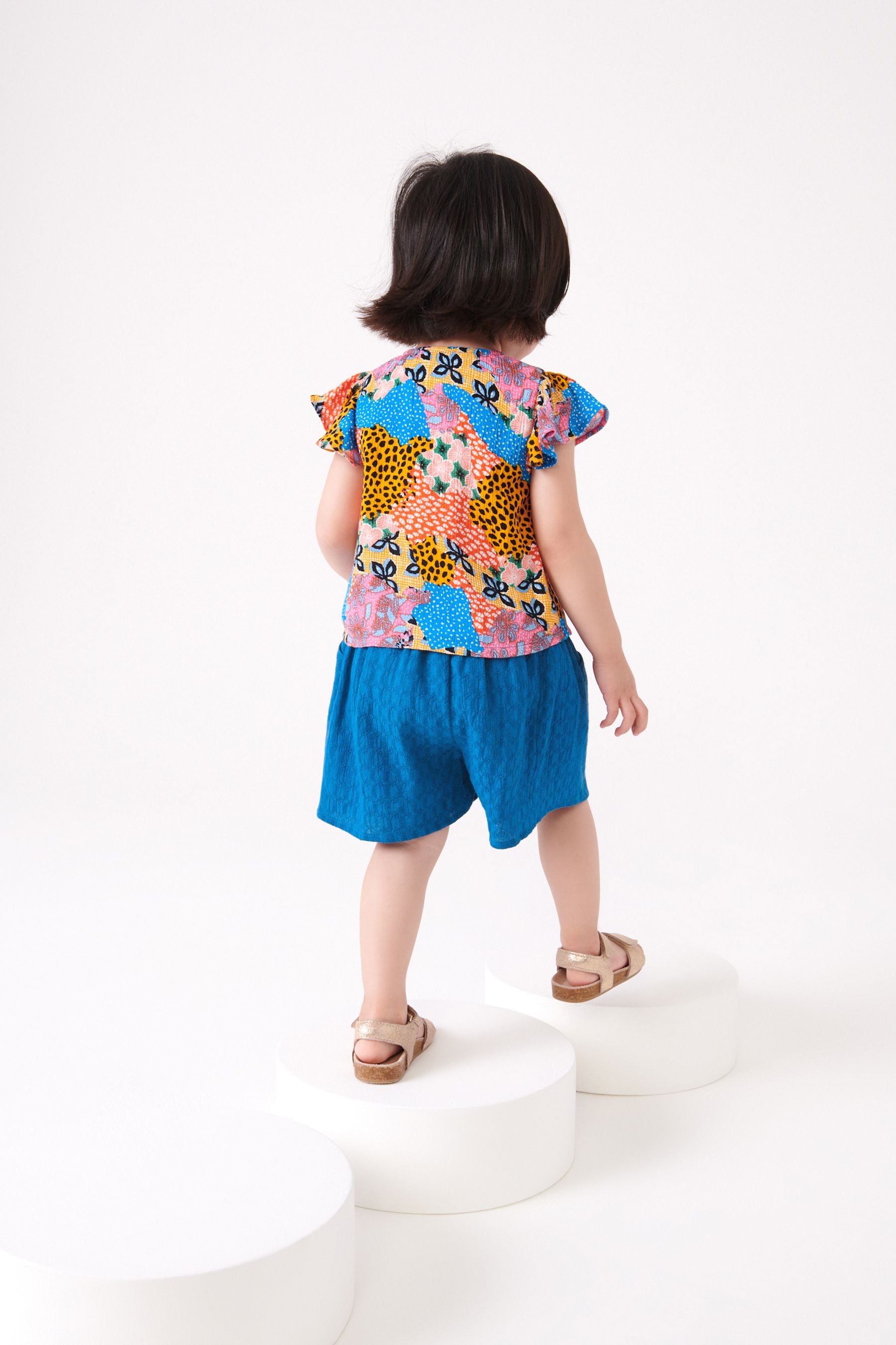 Blue Woven Blouse And Shorts Set (3mths-7yrs)