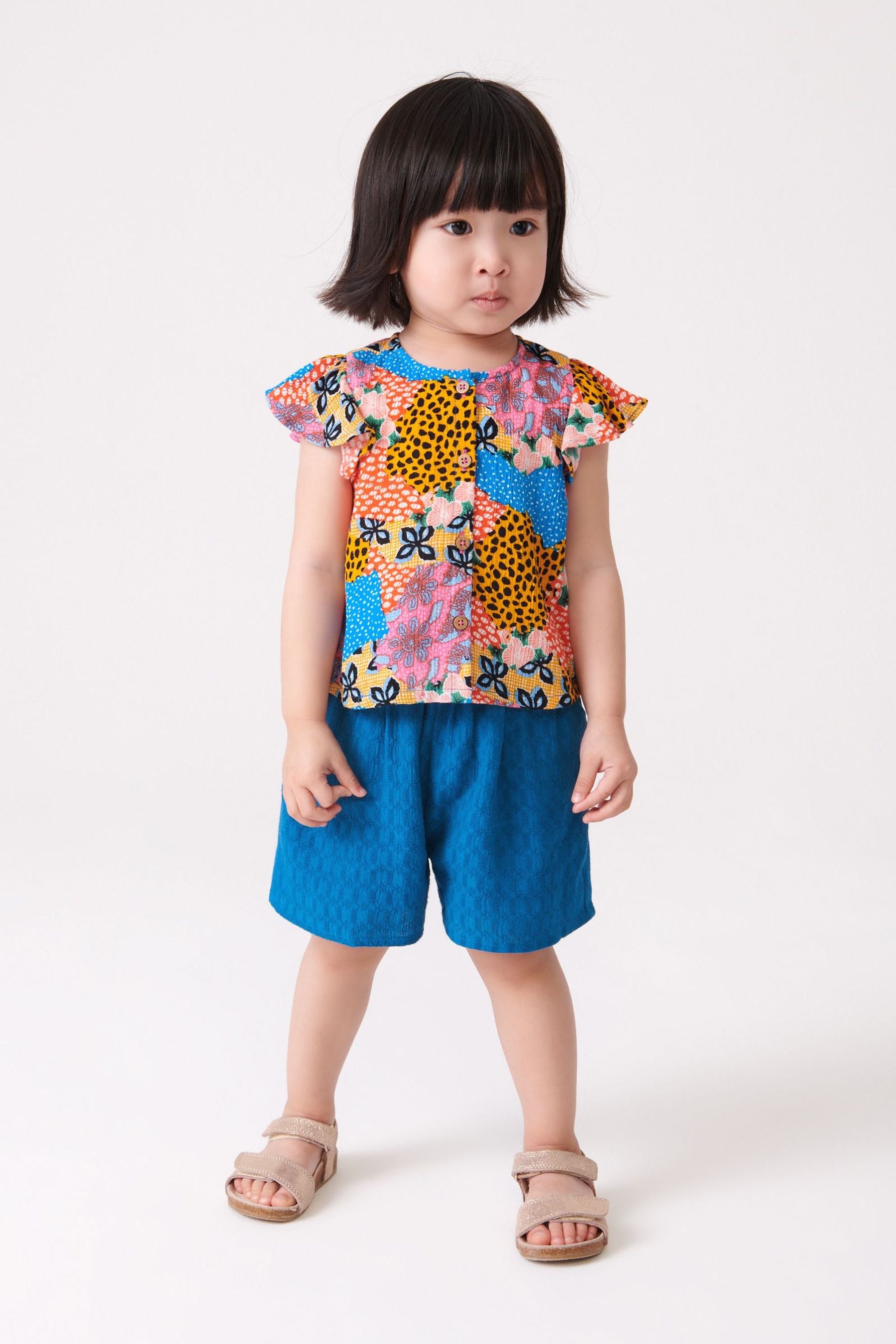 Blue Woven Blouse And Shorts Set (3mths-7yrs)