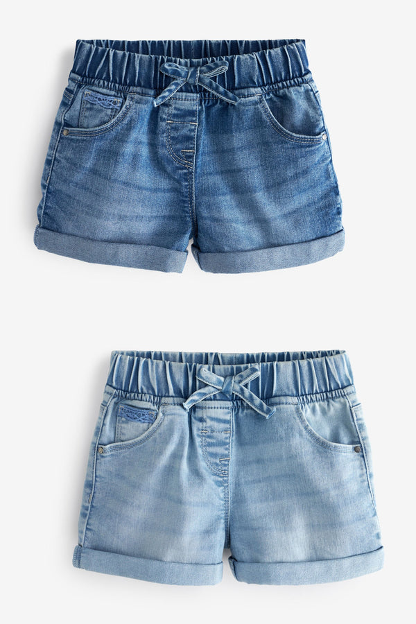 Mid Blue 2 Pack Pull-On Shorts (3mths-10yrs)