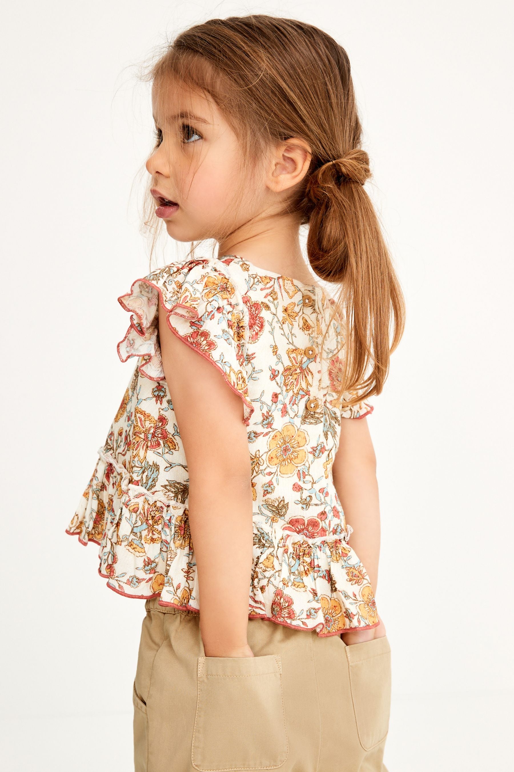 Tan Brown Printed Co-ord Blouse And Trousers (3mths-7yrs)