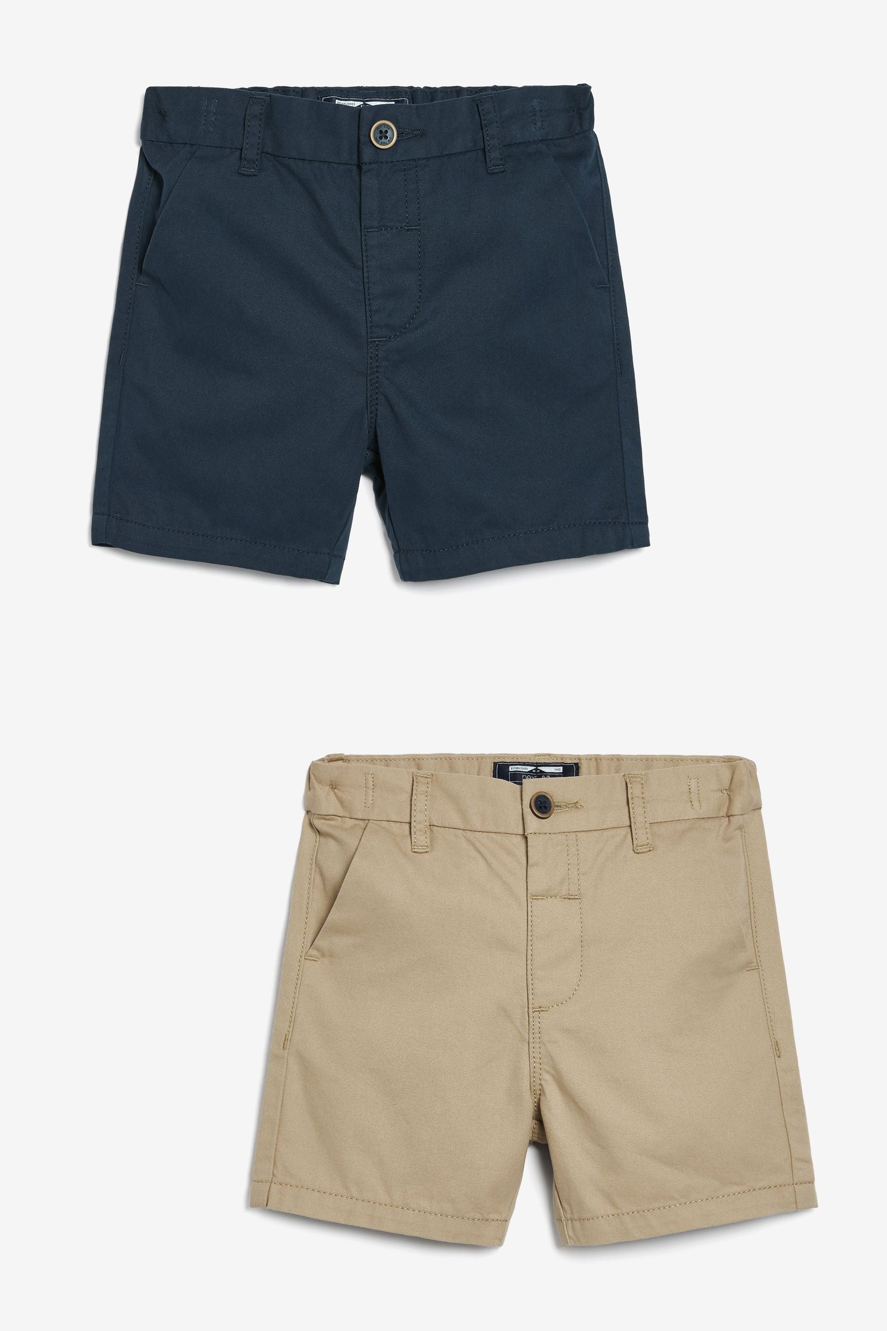 Navy & Stone 2 Pack Chino Shorts (3mths-7yrs)