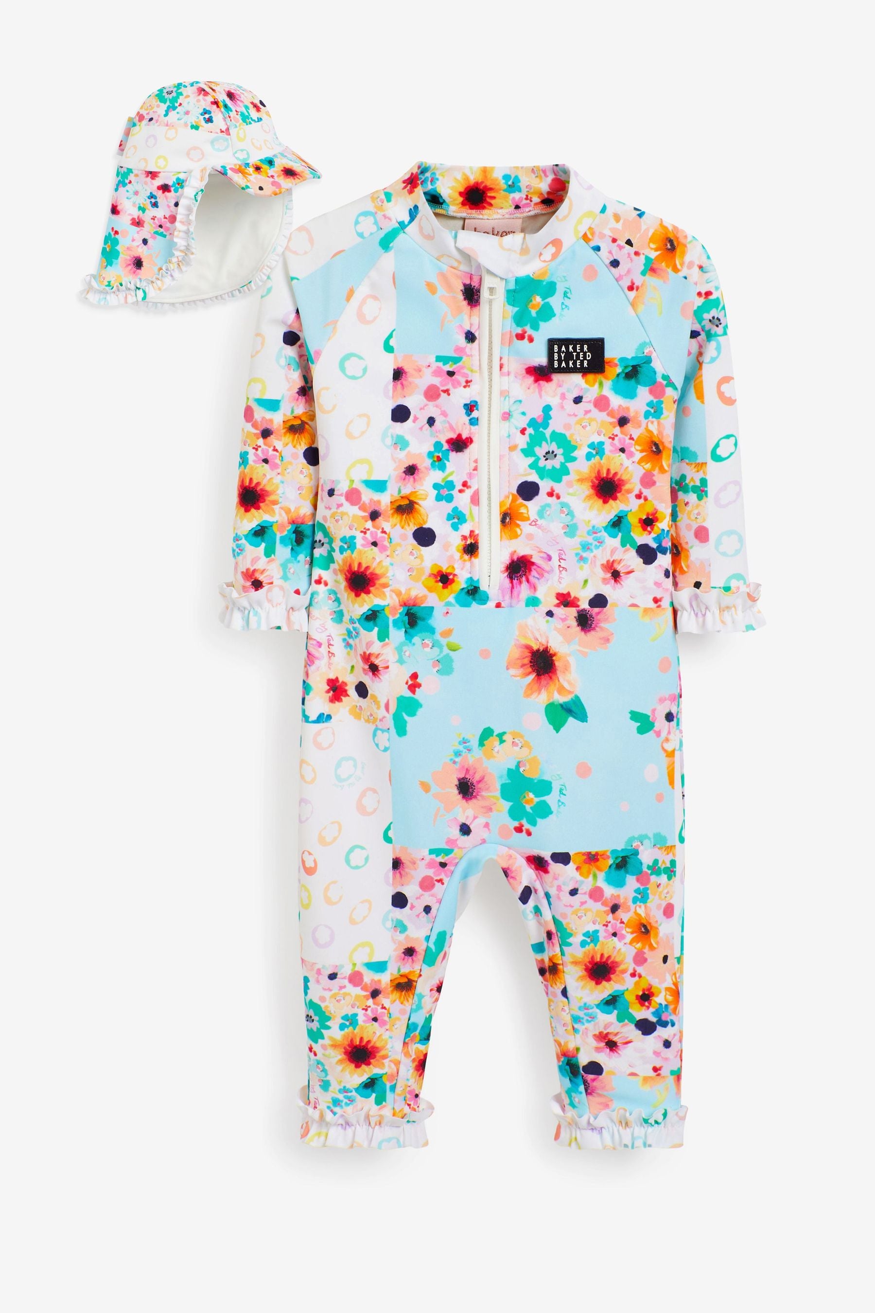 Baker by Ted Baker Patchwork Print Sunsafe Suit And Hat
