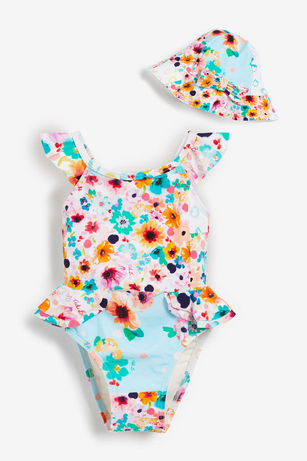 Baker by Ted Baker Patchwork Print Swimsuit and Hat