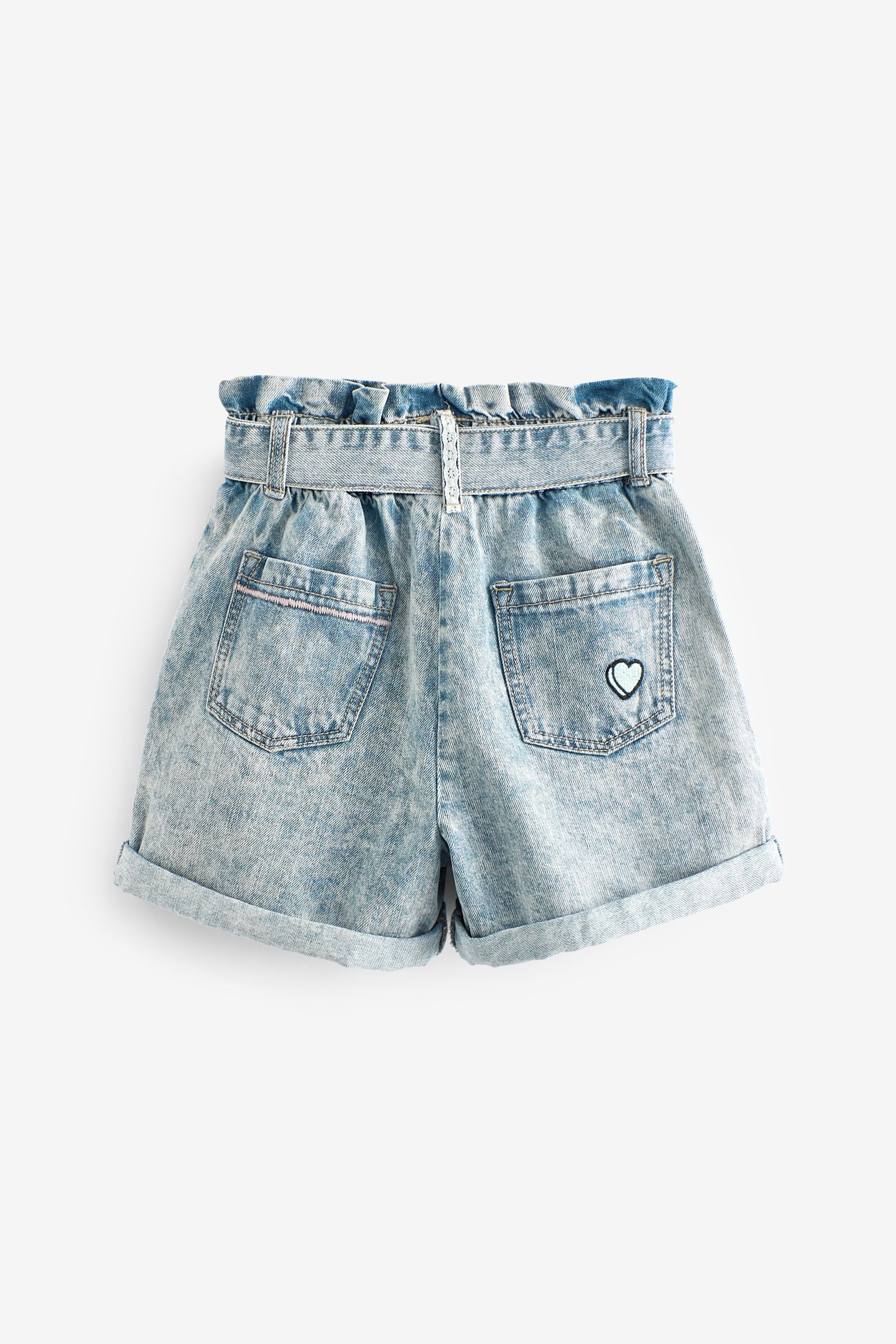 Denim Paperbag Badge Shorts (3-16yrs)