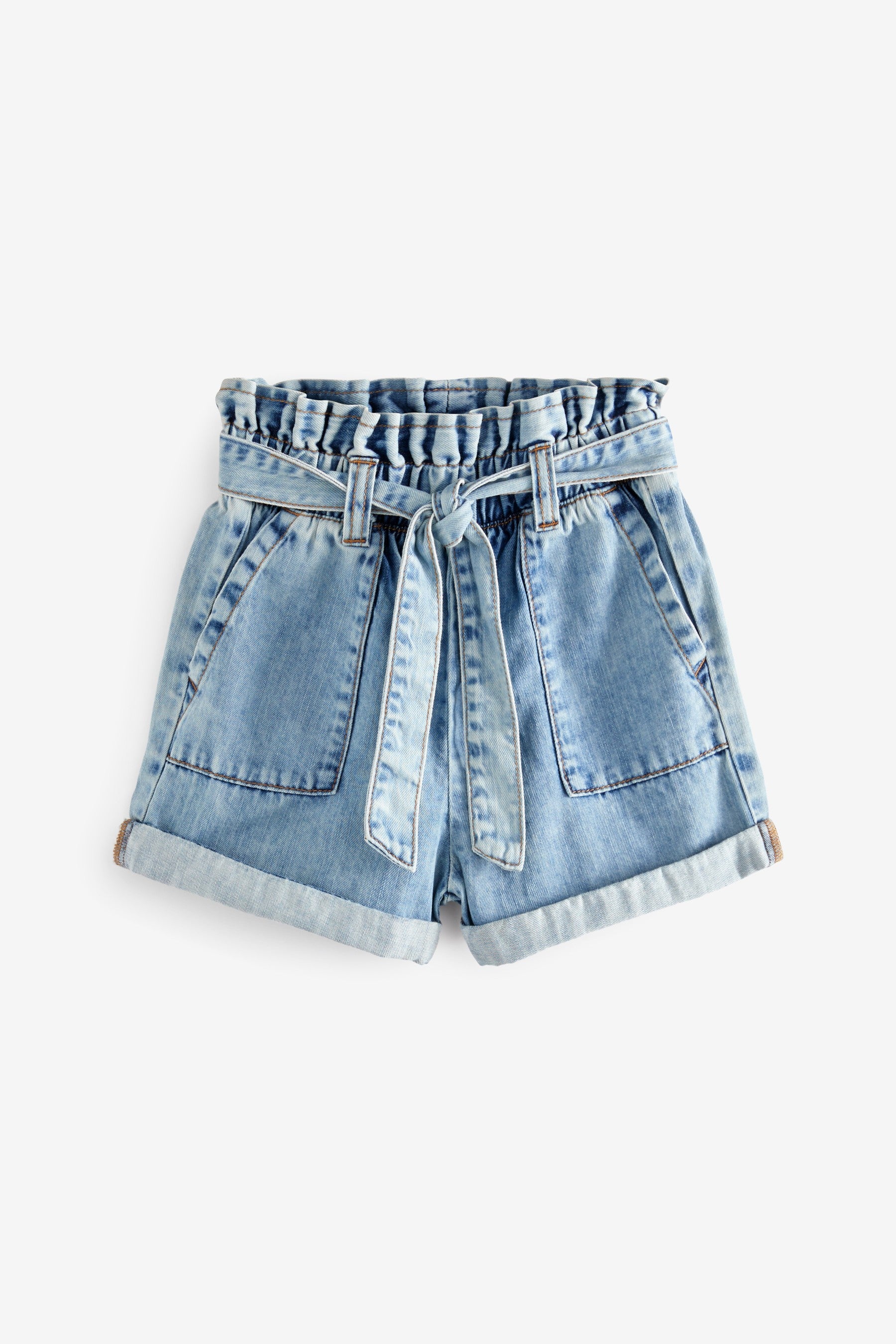 Mid Wash Paperbag Denim Shorts (3-16yrs)