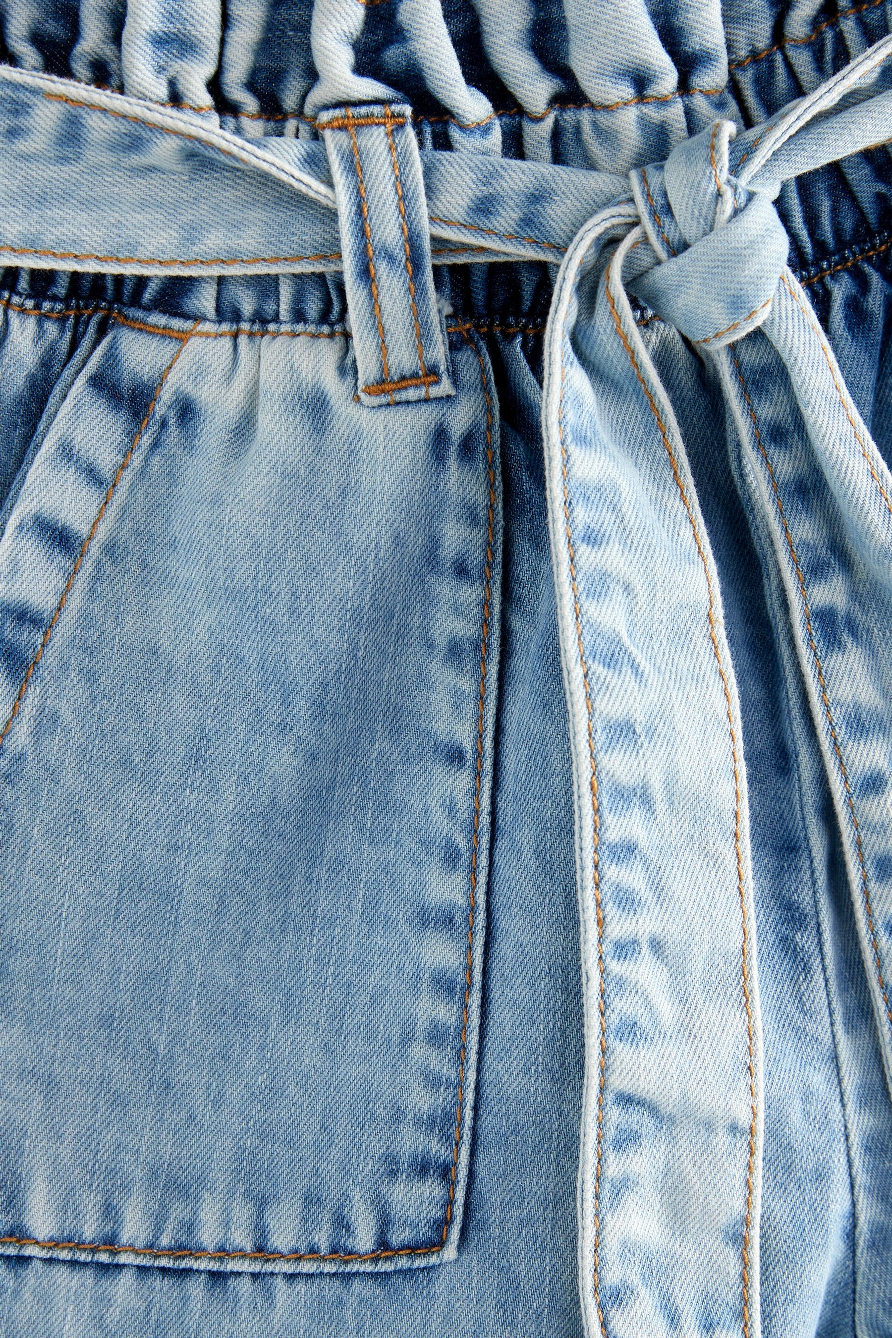 Mid Wash Paperbag Denim Shorts (3-16yrs)