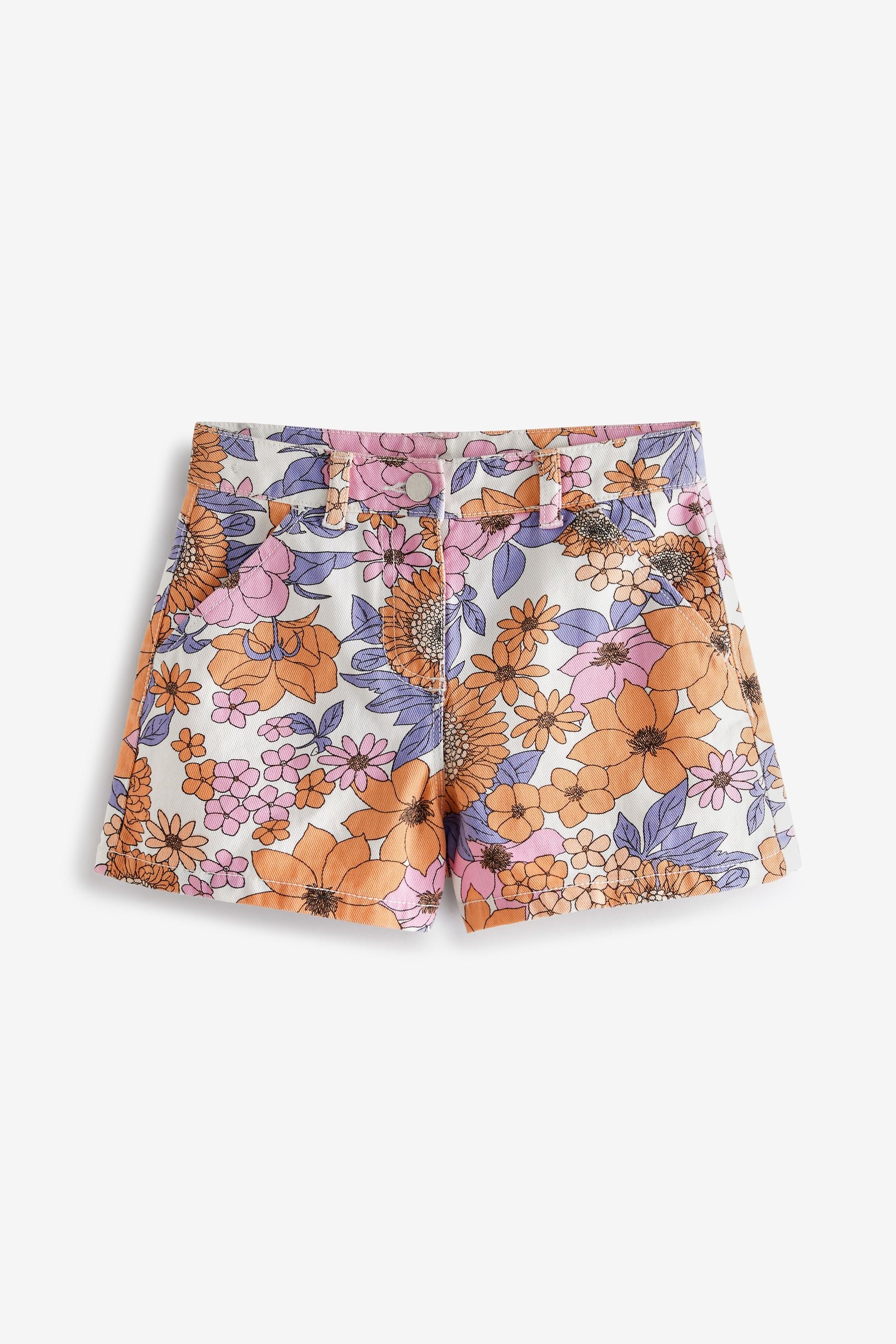 Multi Floral Mom Denim Shorts (3-16yrs)