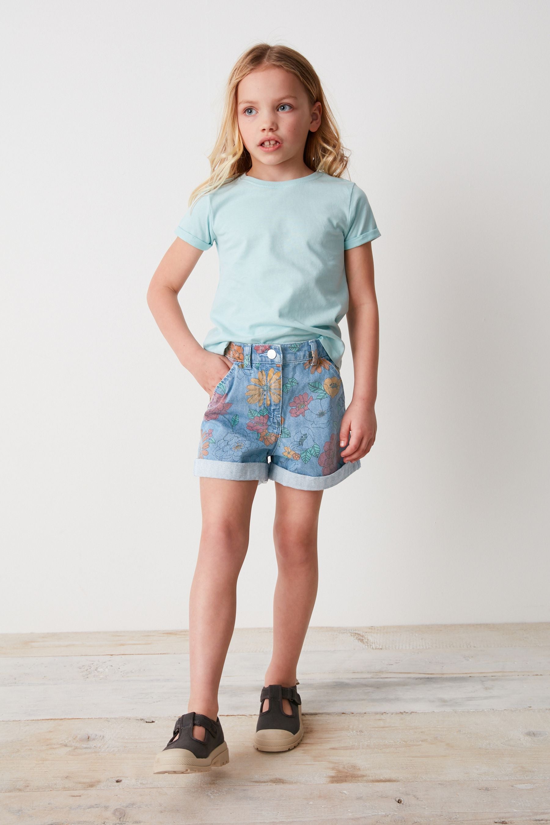 Printed Mom Denim Shorts (3-16yrs)