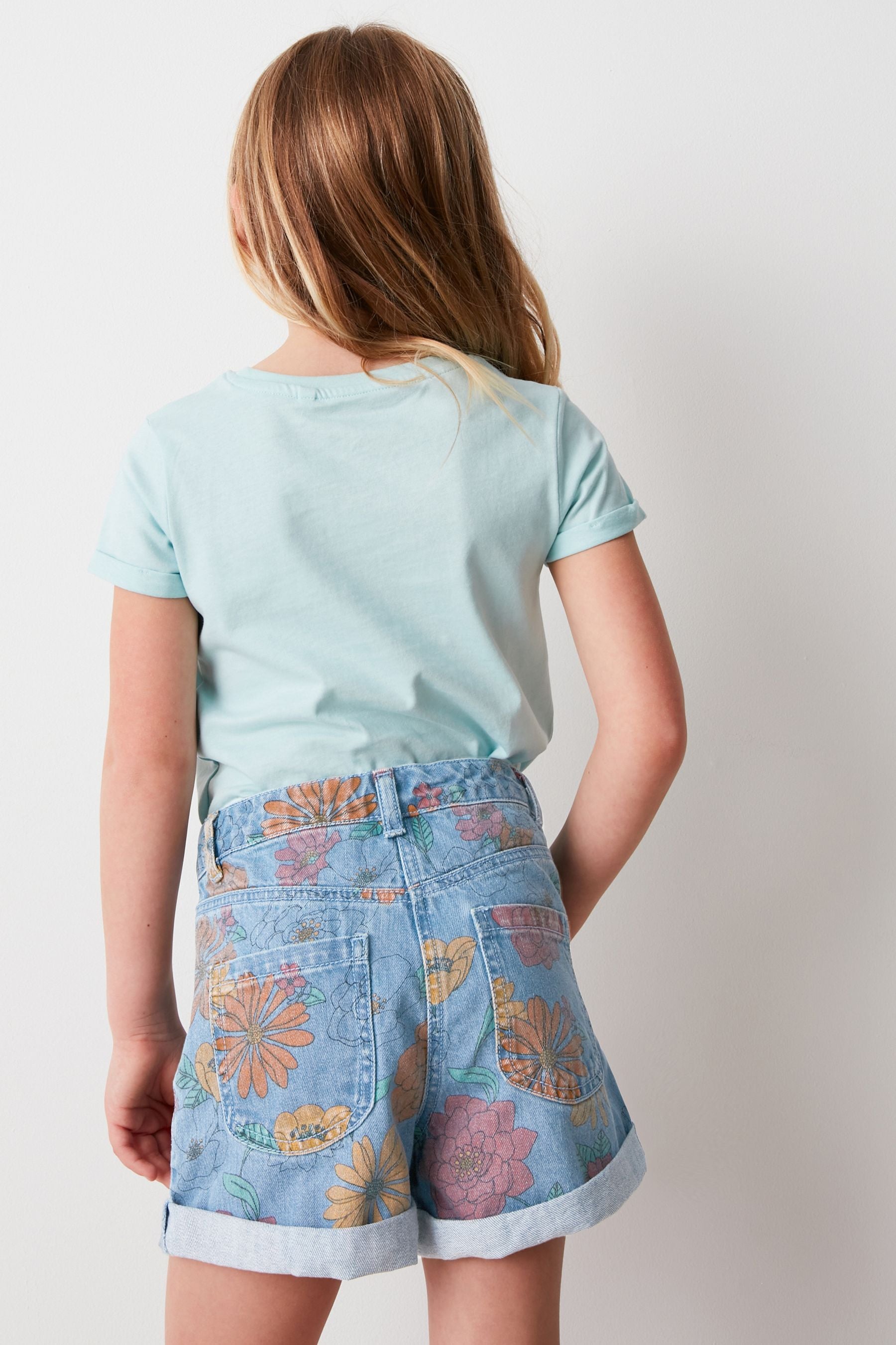 Printed Mom Denim Shorts (3-16yrs)