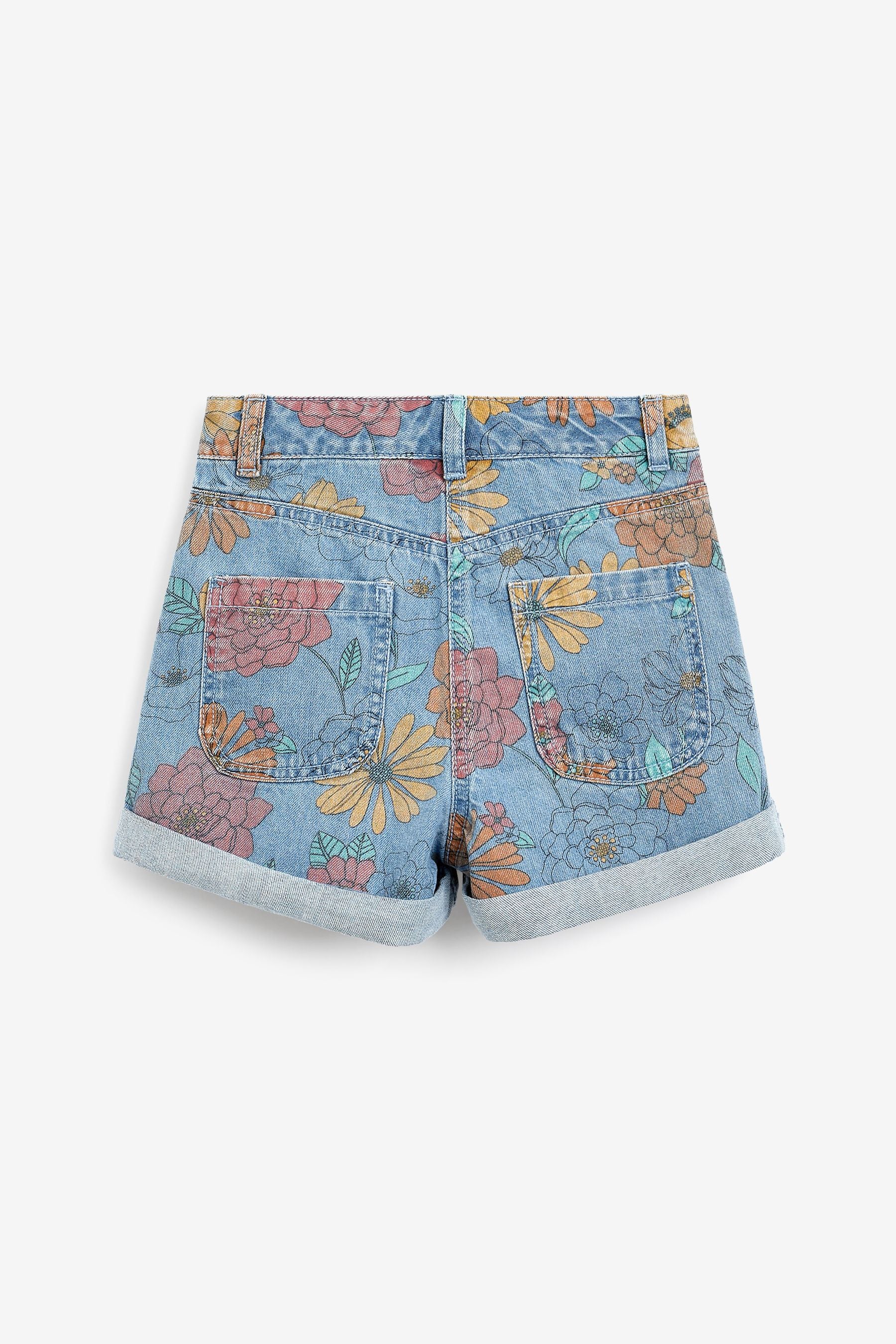 Printed Mom Denim Shorts (3-16yrs)