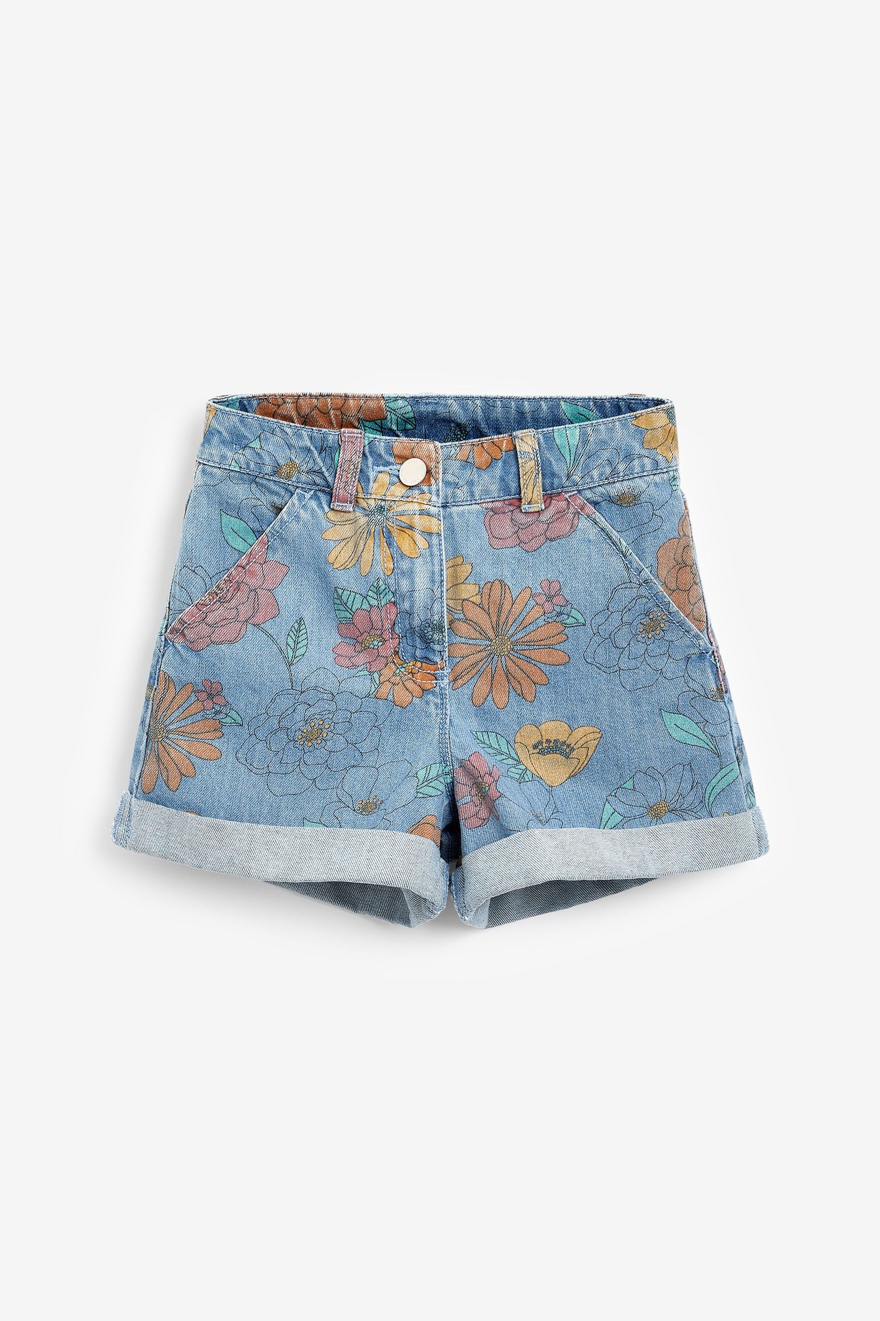 Printed Mom Denim Shorts (3-16yrs)