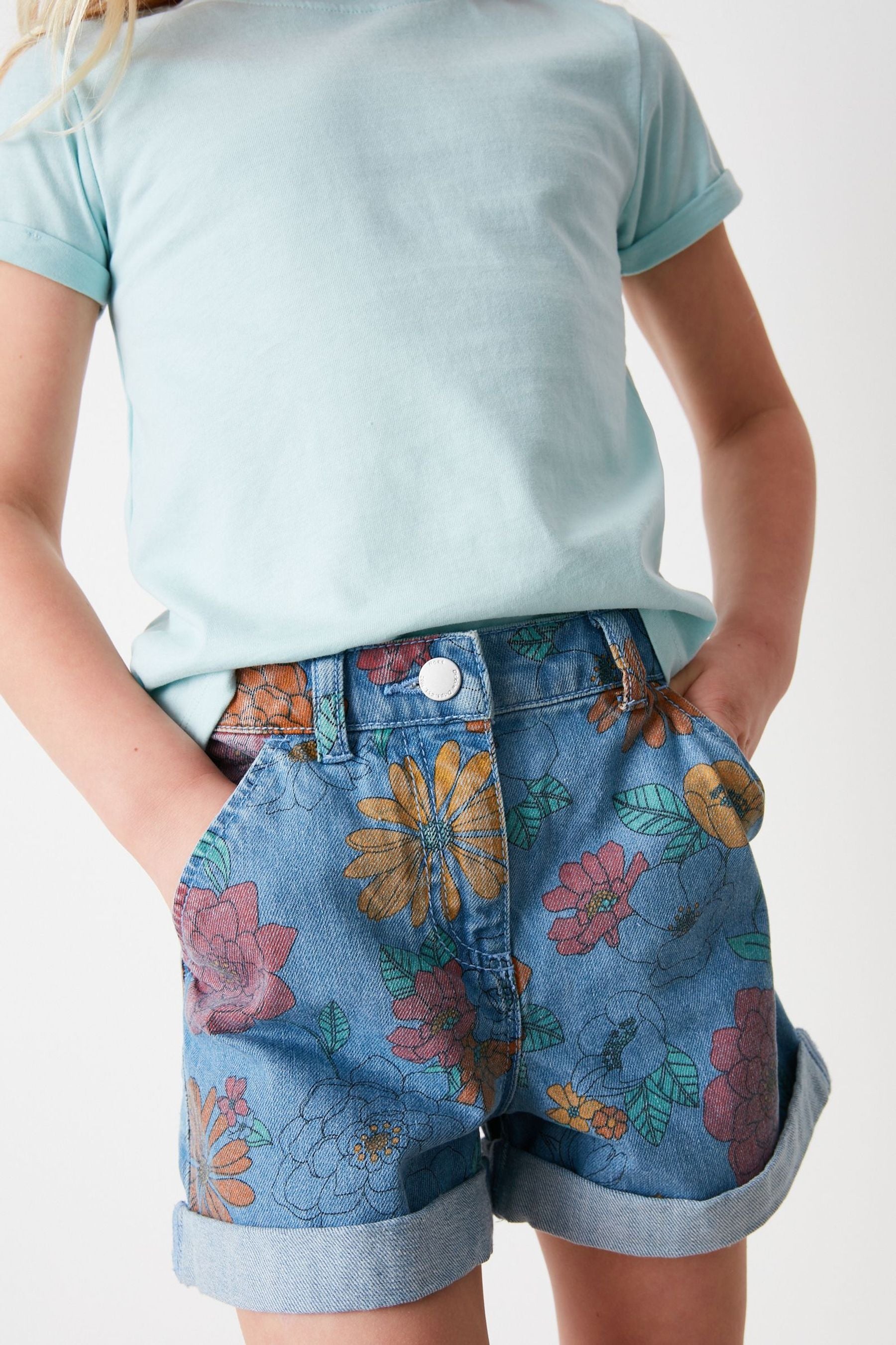 Printed Mom Denim Shorts (3-16yrs)