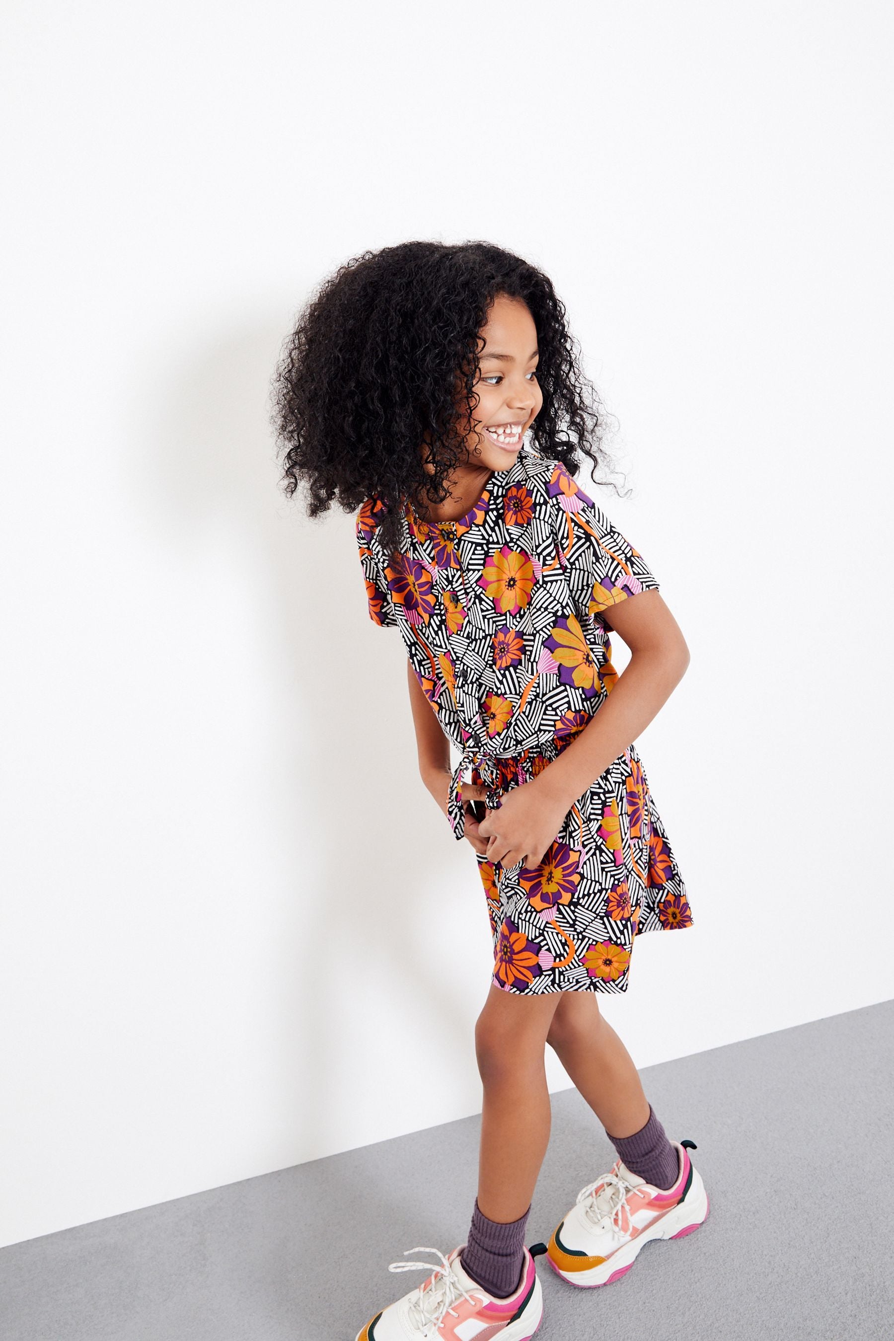 Monochrome Floral Printed Co-ord Set (3-16yrs)