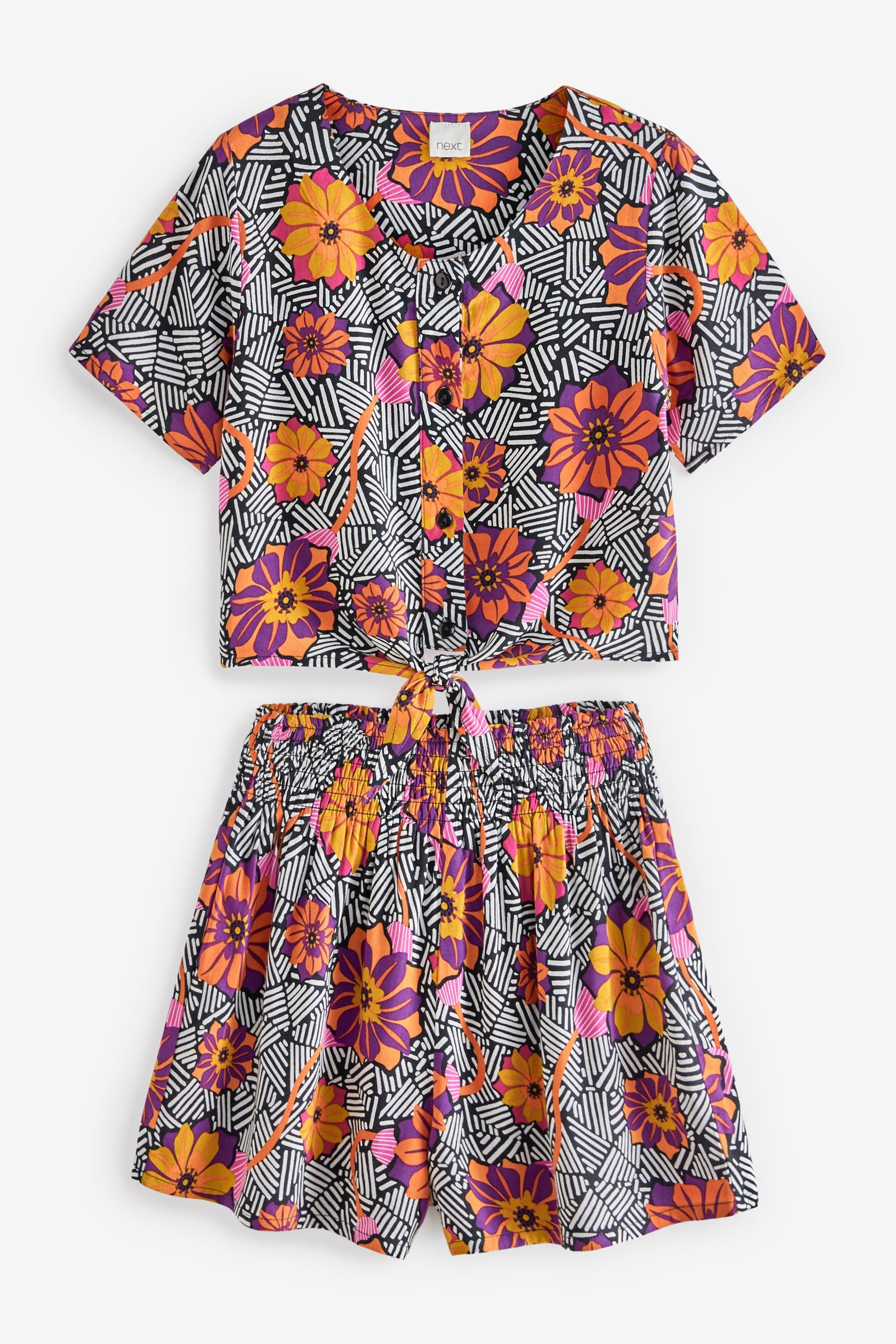 Monochrome Floral Printed Co-ord Set (3-16yrs)