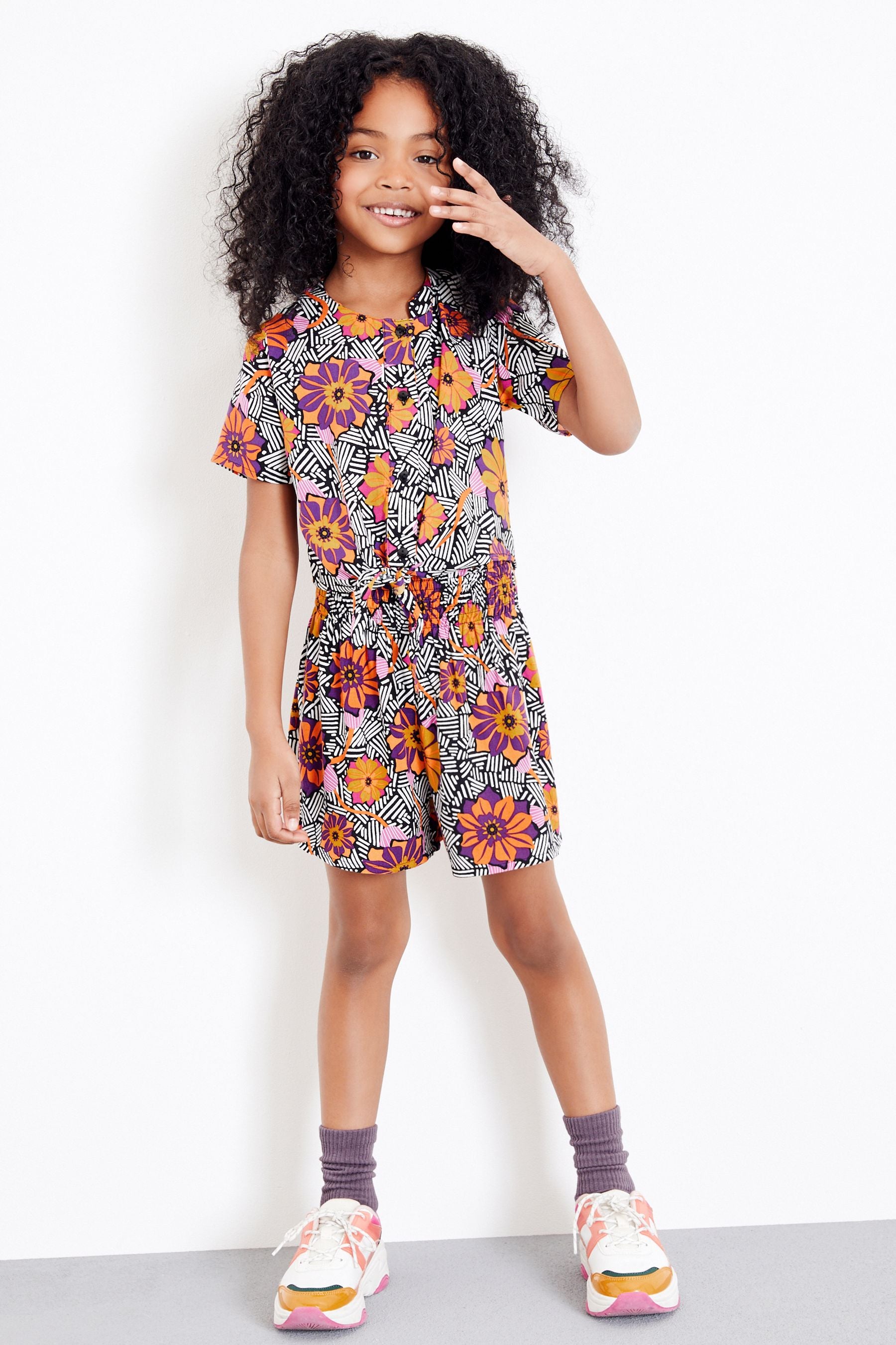 Monochrome Floral Printed Co-ord Set (3-16yrs)