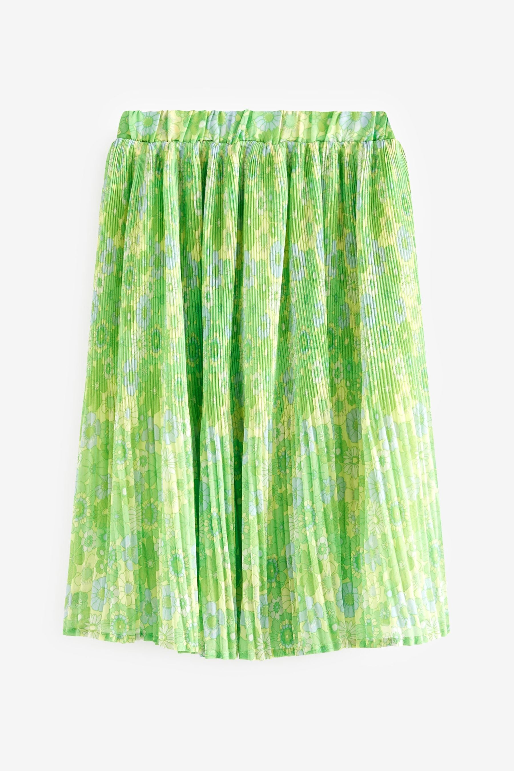 Green Floral Printed Midi Skirt (3-16yrs)