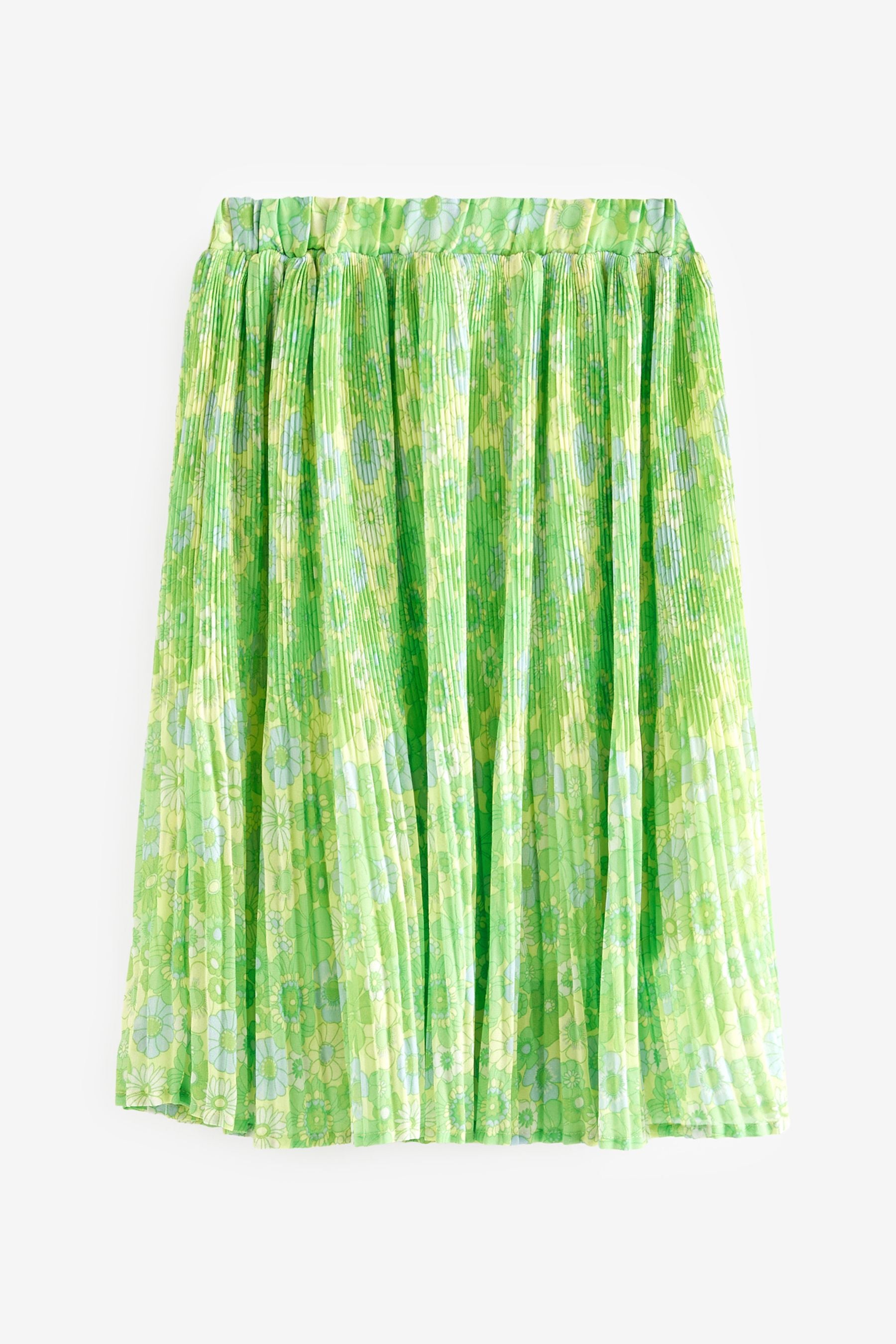 Green Floral Printed Midi Skirt (3-16yrs)