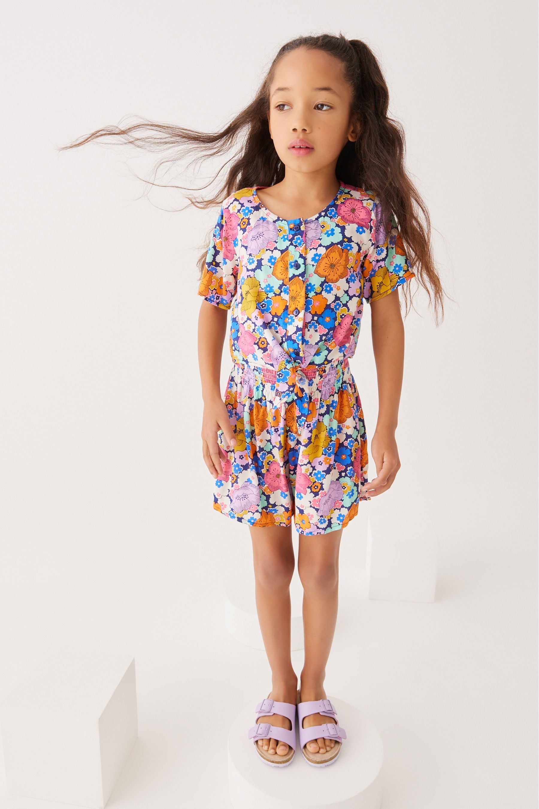 Multi Floral Print Printed Co-ord Set (3-16yrs)