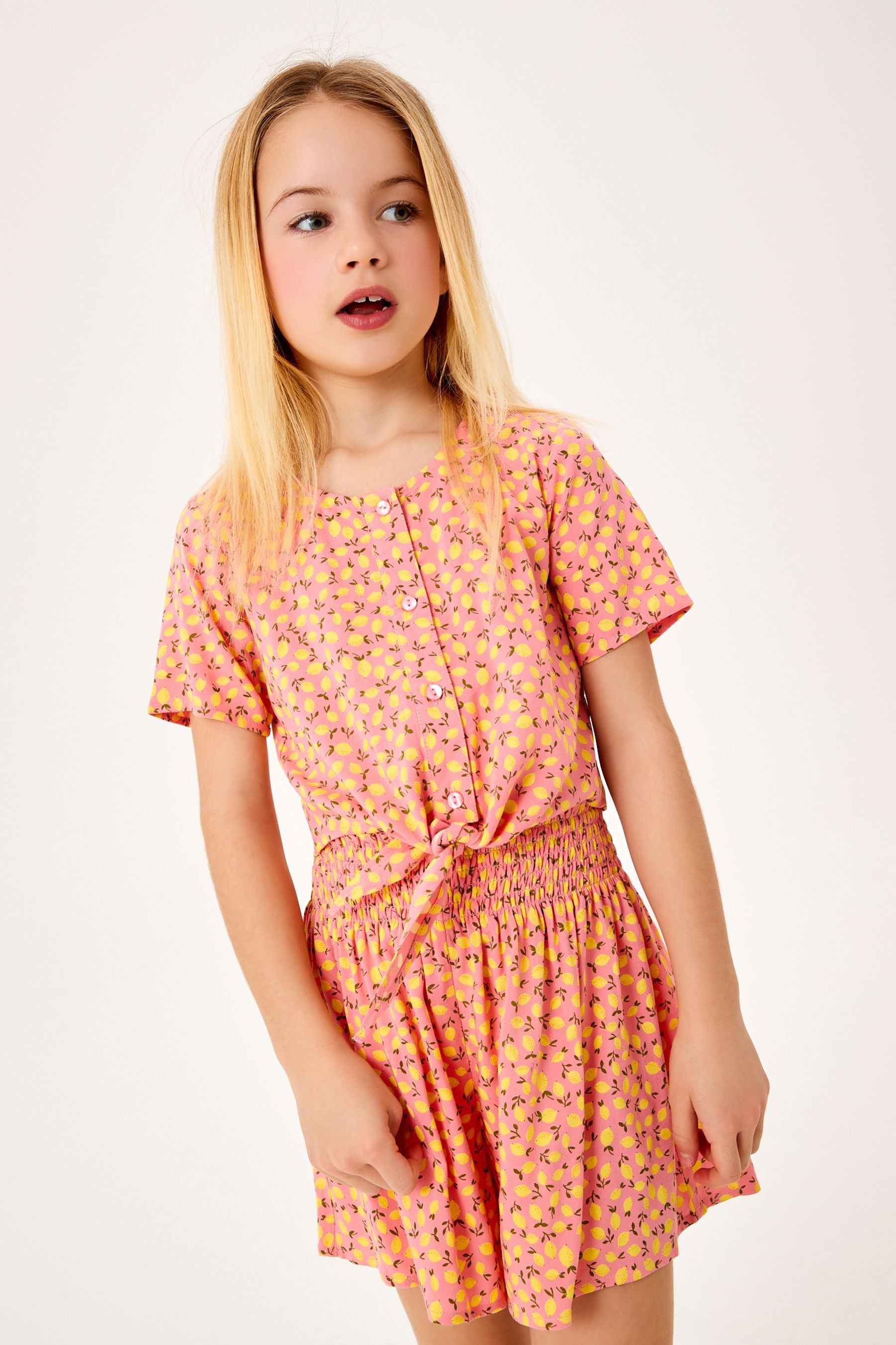 Pink/Yellow Lemon Printed Co-ord Set (3-16yrs)