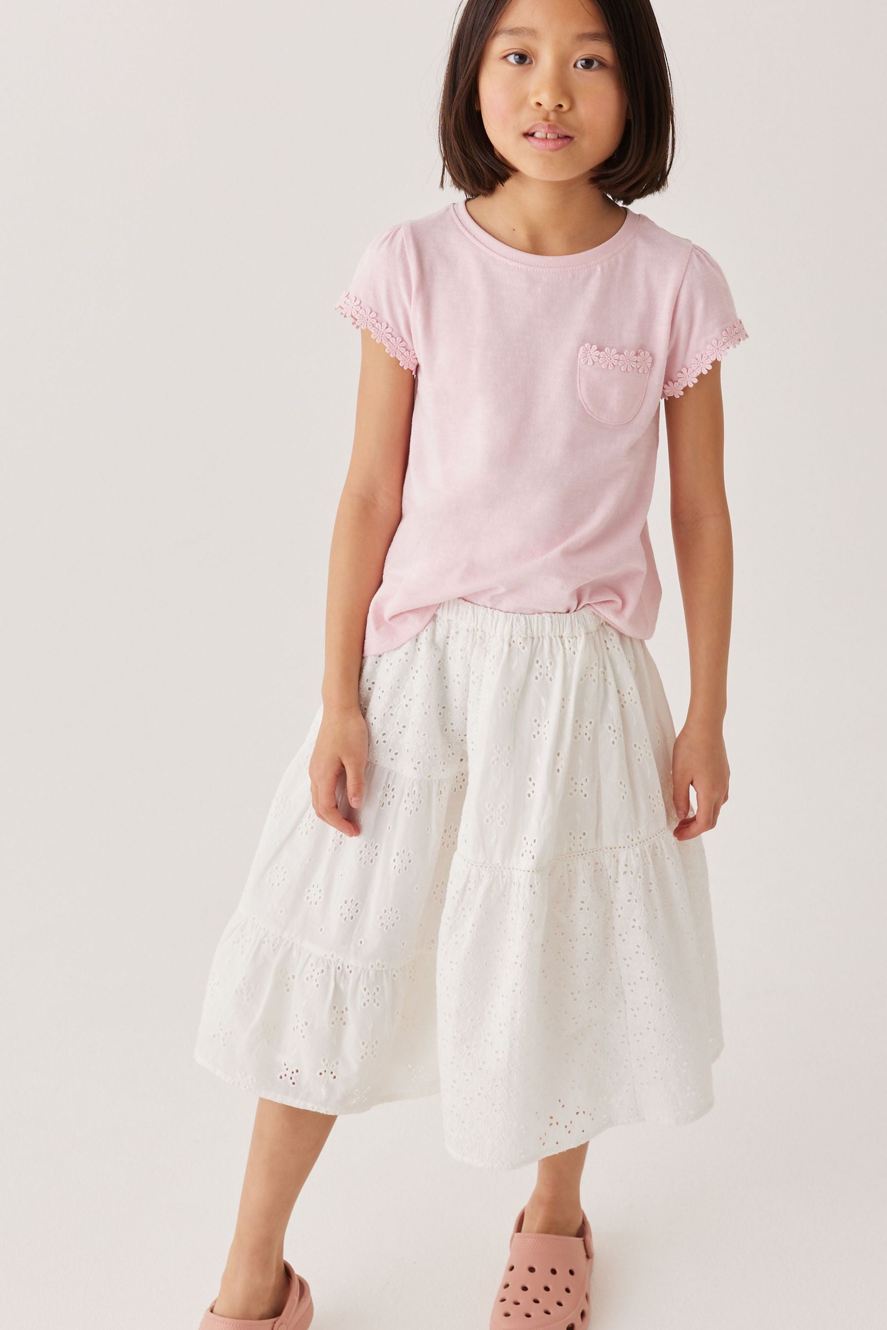 White Broderie Midi Skirt (3-16yrs)