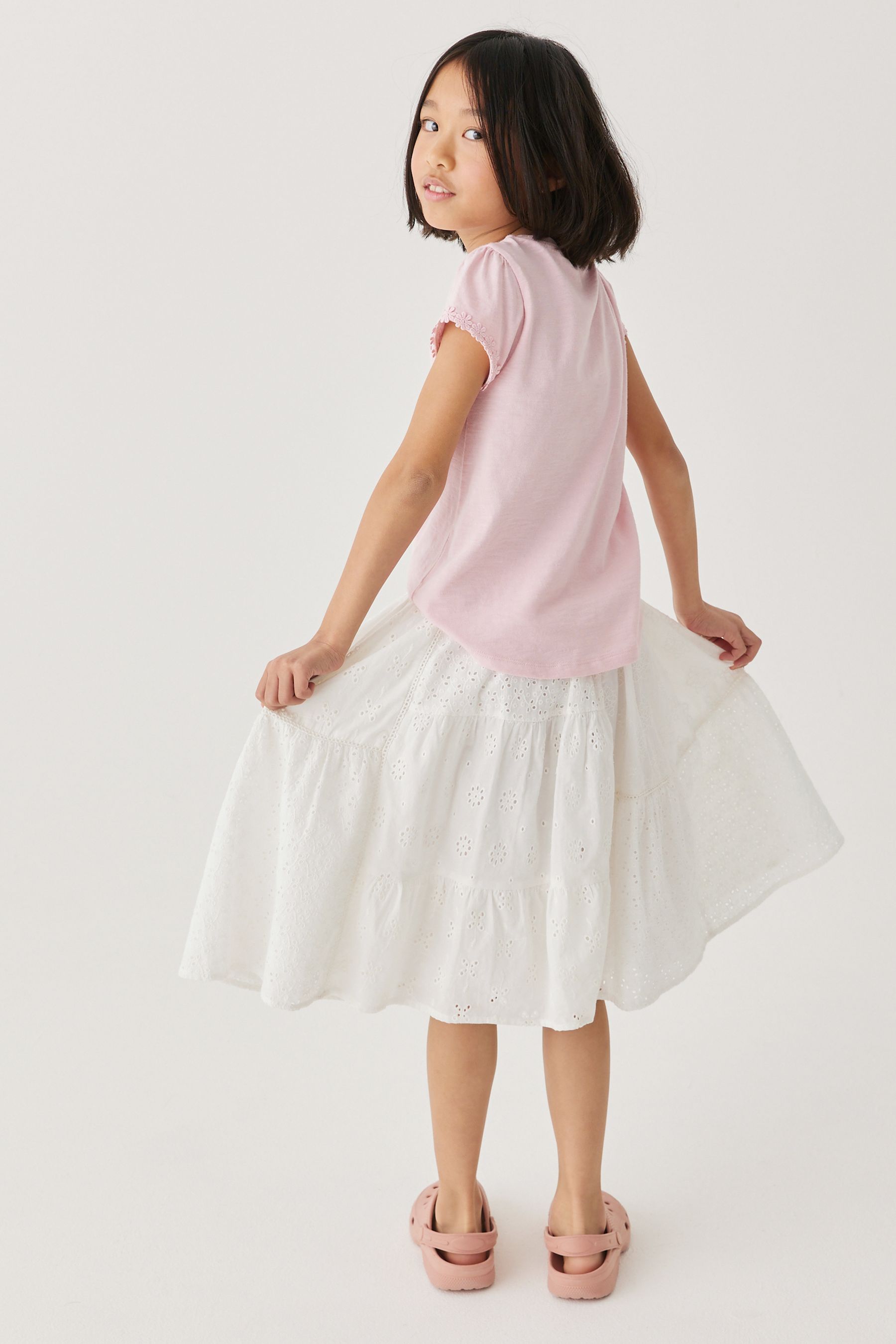 White Broderie Midi Skirt (3-16yrs)