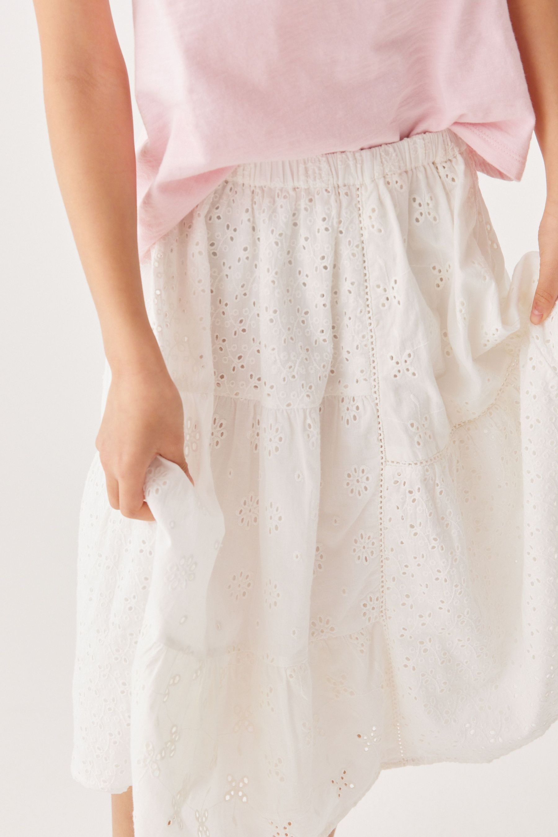 White Broderie Midi Skirt (3-16yrs)