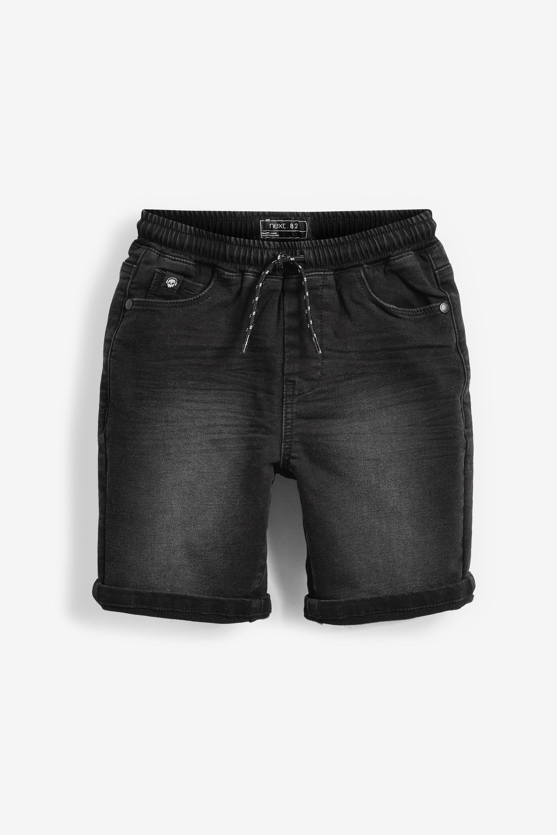 Black Loose Fit Jersey Denim Shorts (3-16yrs)