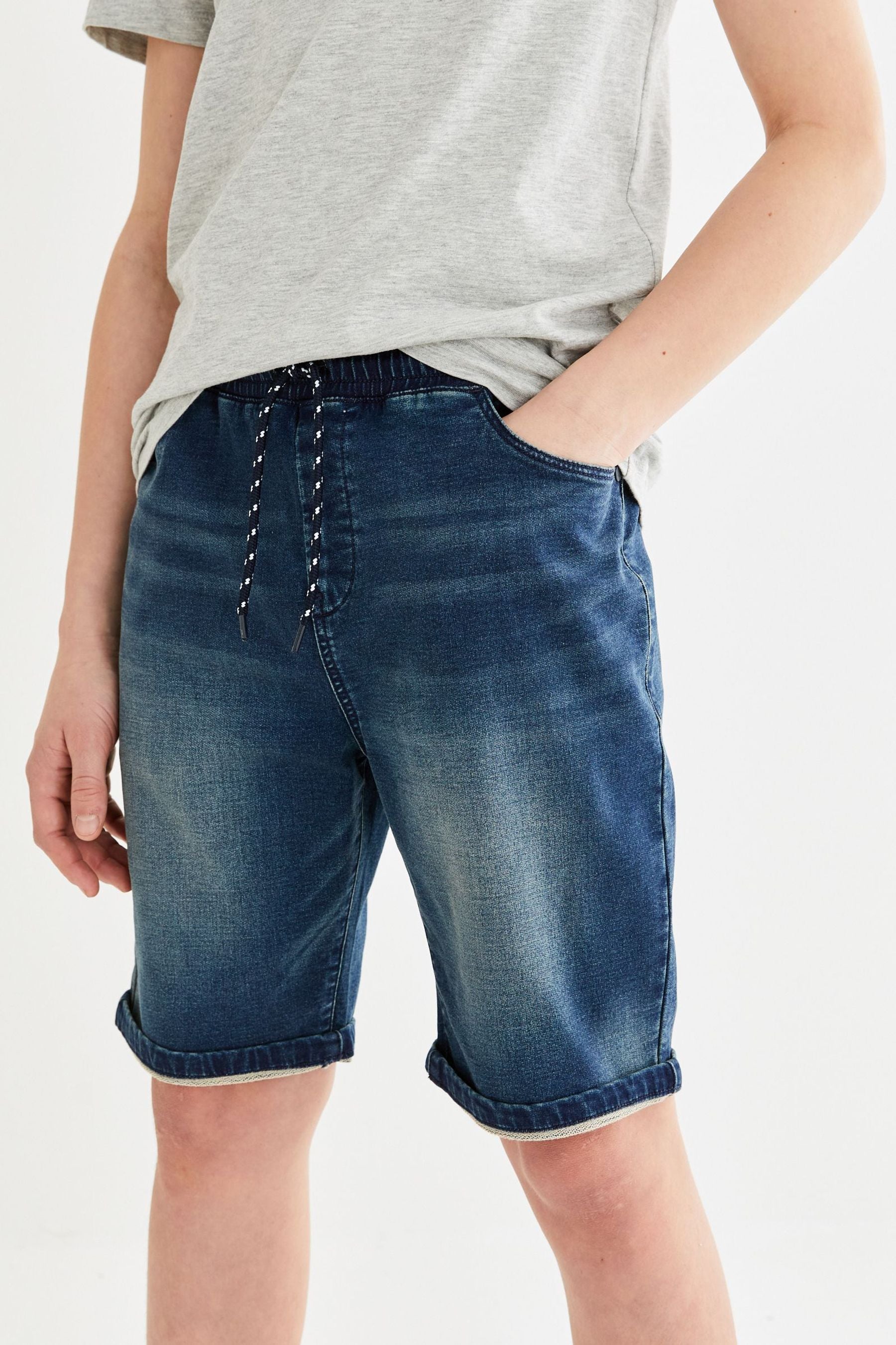 Dark Blue Jersey Denim Shorts (3-16yrs)