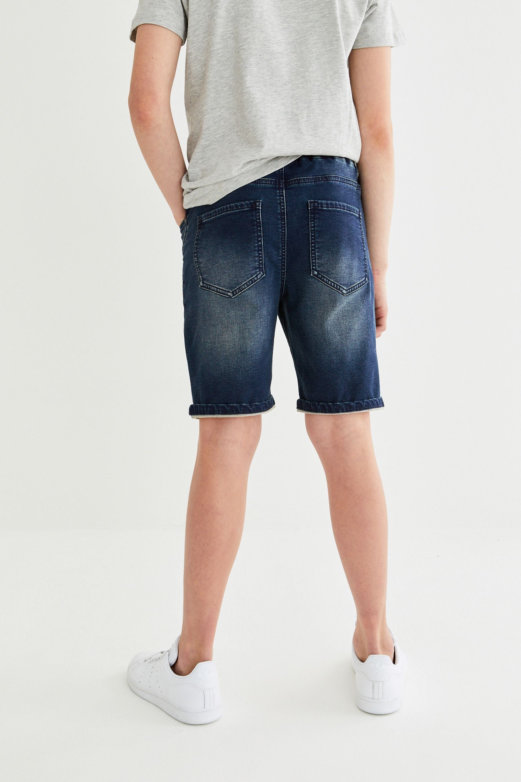 Dark Blue Jersey Denim Shorts (3-16yrs)