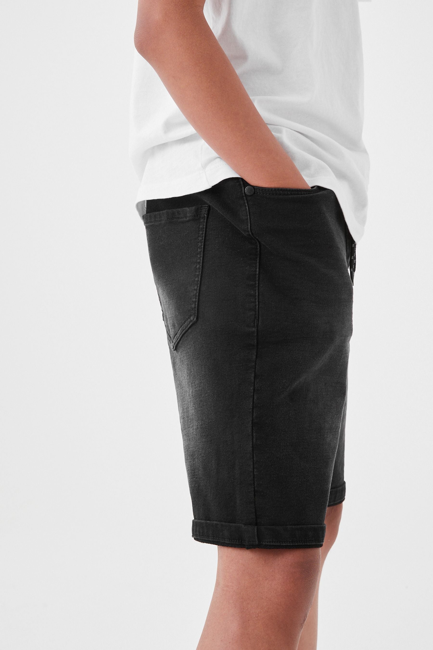 Black Jersey Denim Shorts (3-16yrs)