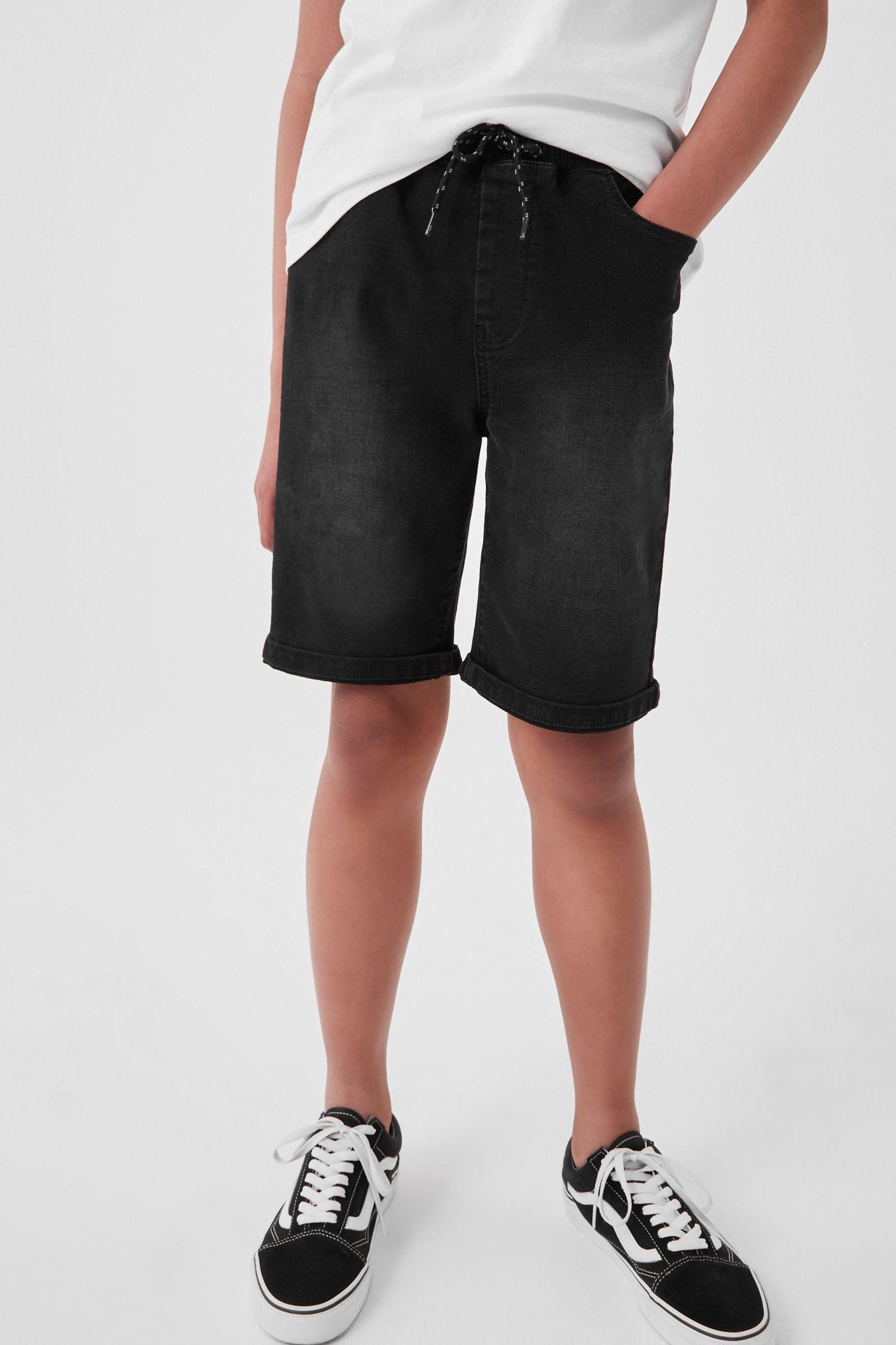 Black Jersey Denim Shorts (3-16yrs)