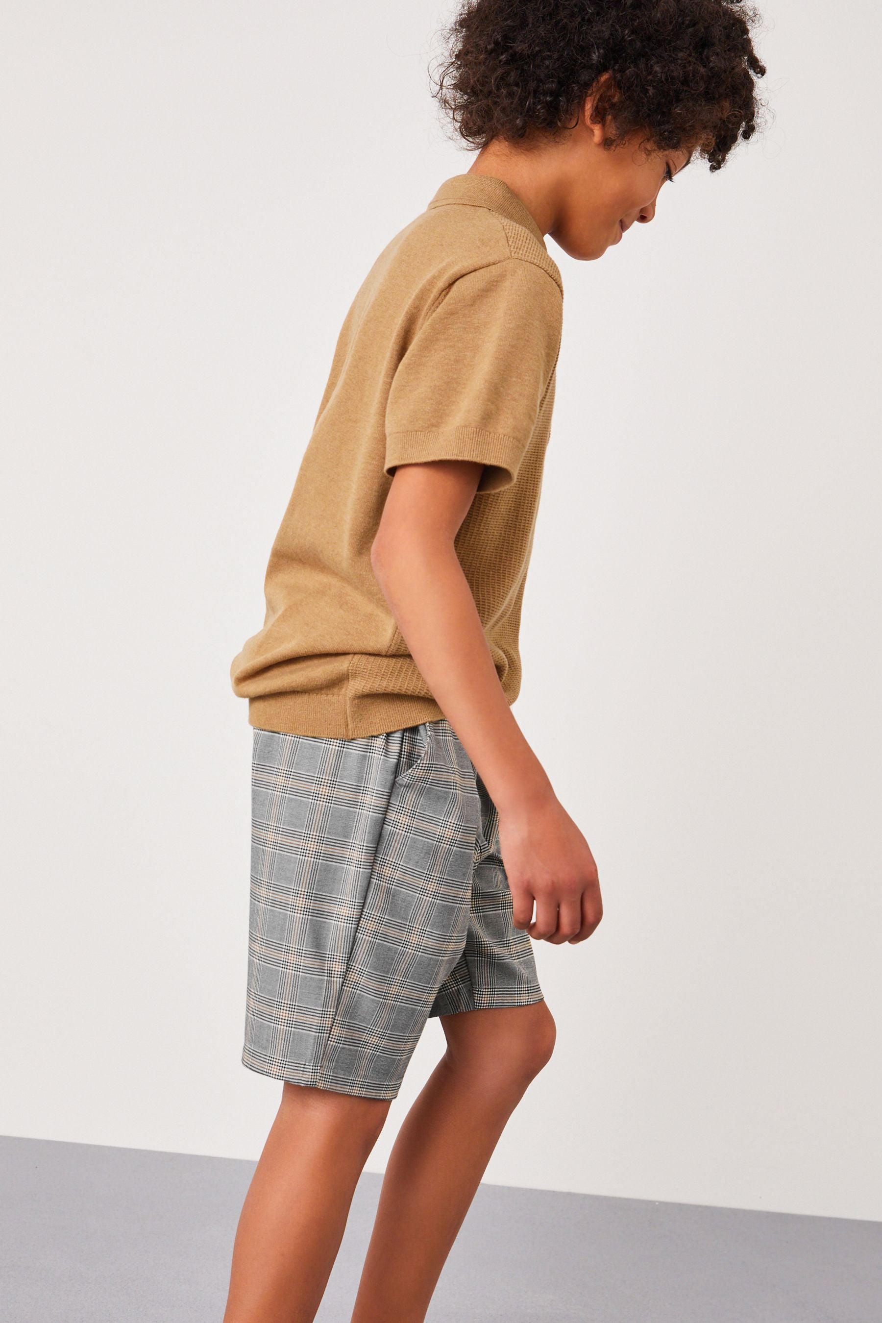 Neutral Check Pull-On Shorts (3-16yrs)