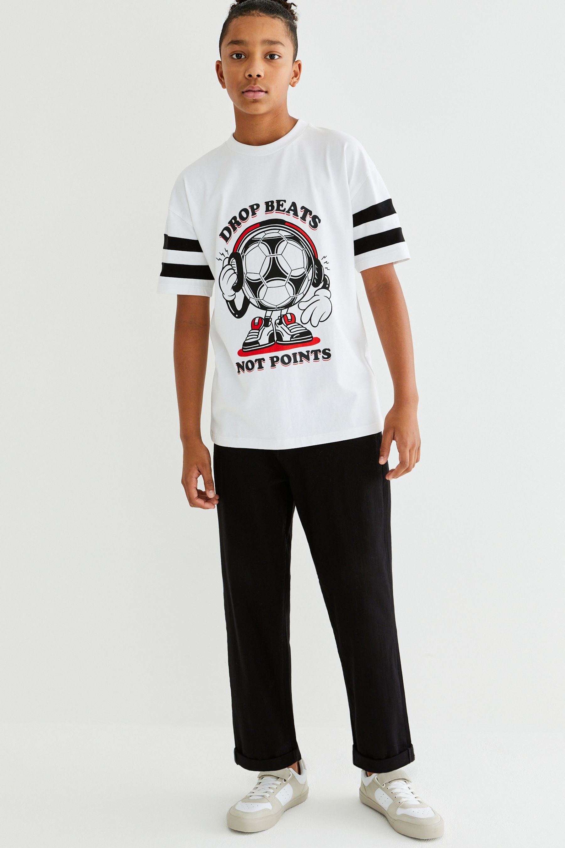 White Football Short Sleeve Graphic T-Shirt (3-16yrs)