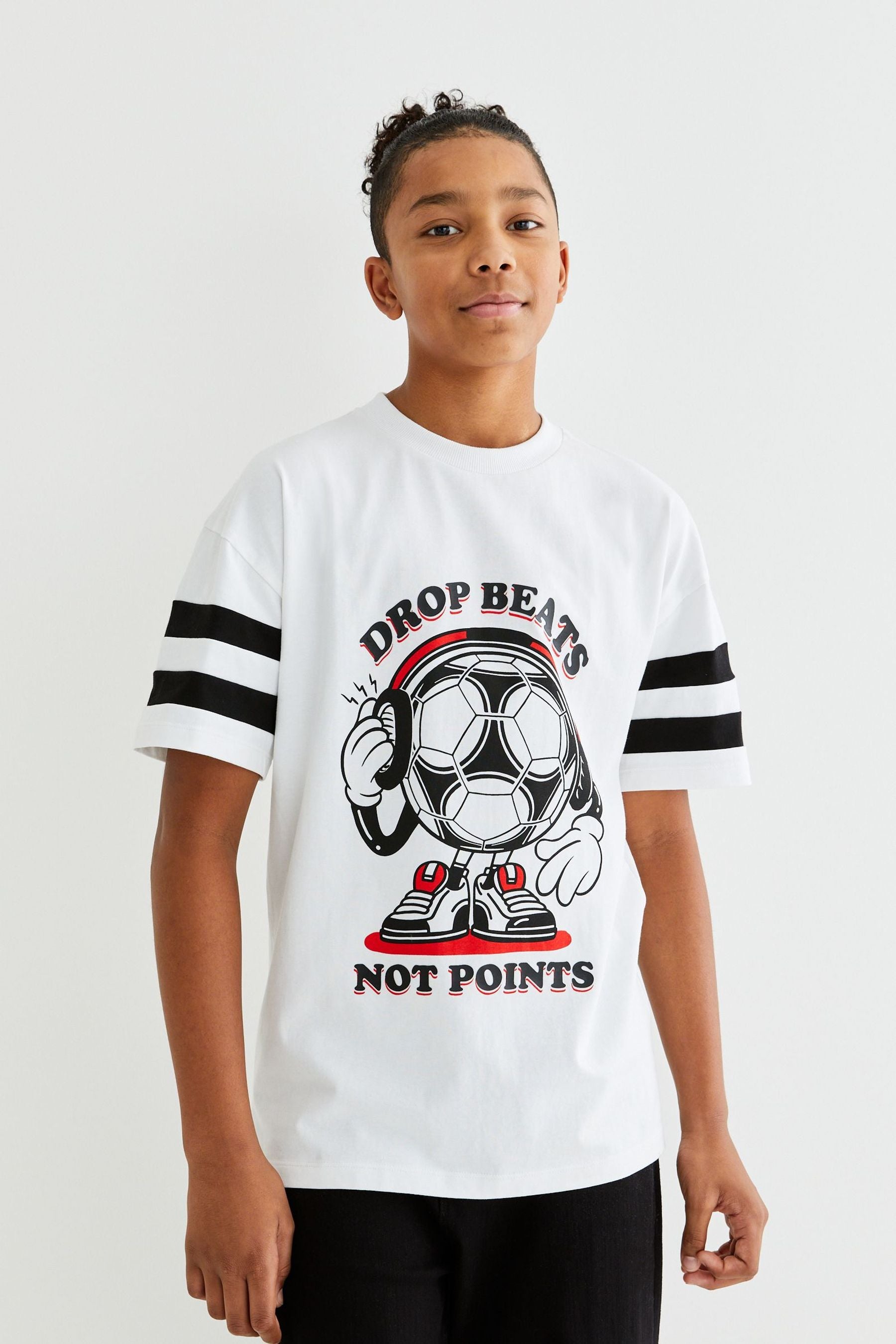 White Football Short Sleeve Graphic T-Shirt (3-16yrs)