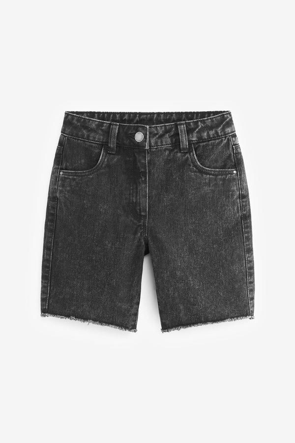 Black Long Length Denim Shorts (3-16yrs)