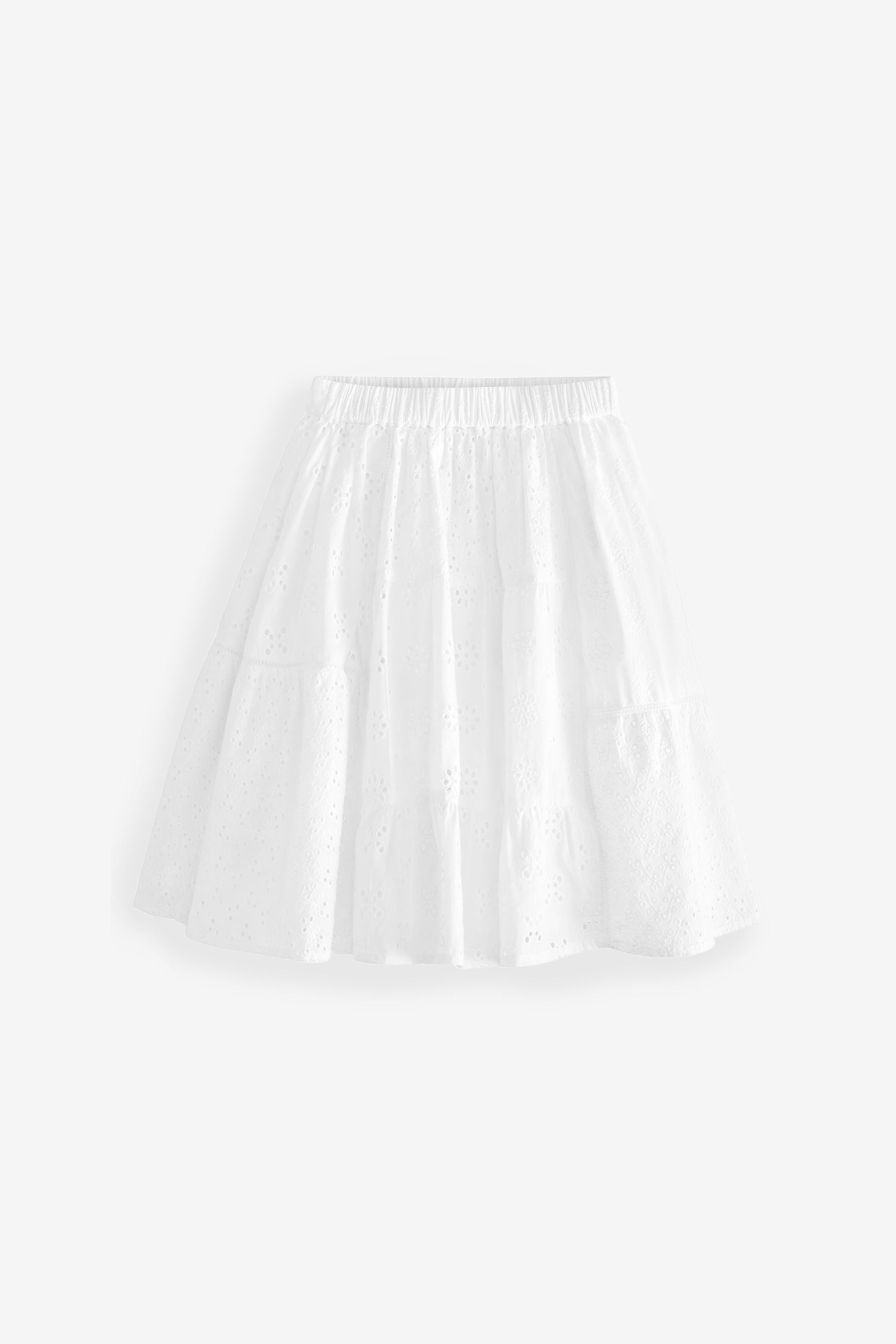 White Broderie Midi Skirt (3-16yrs)