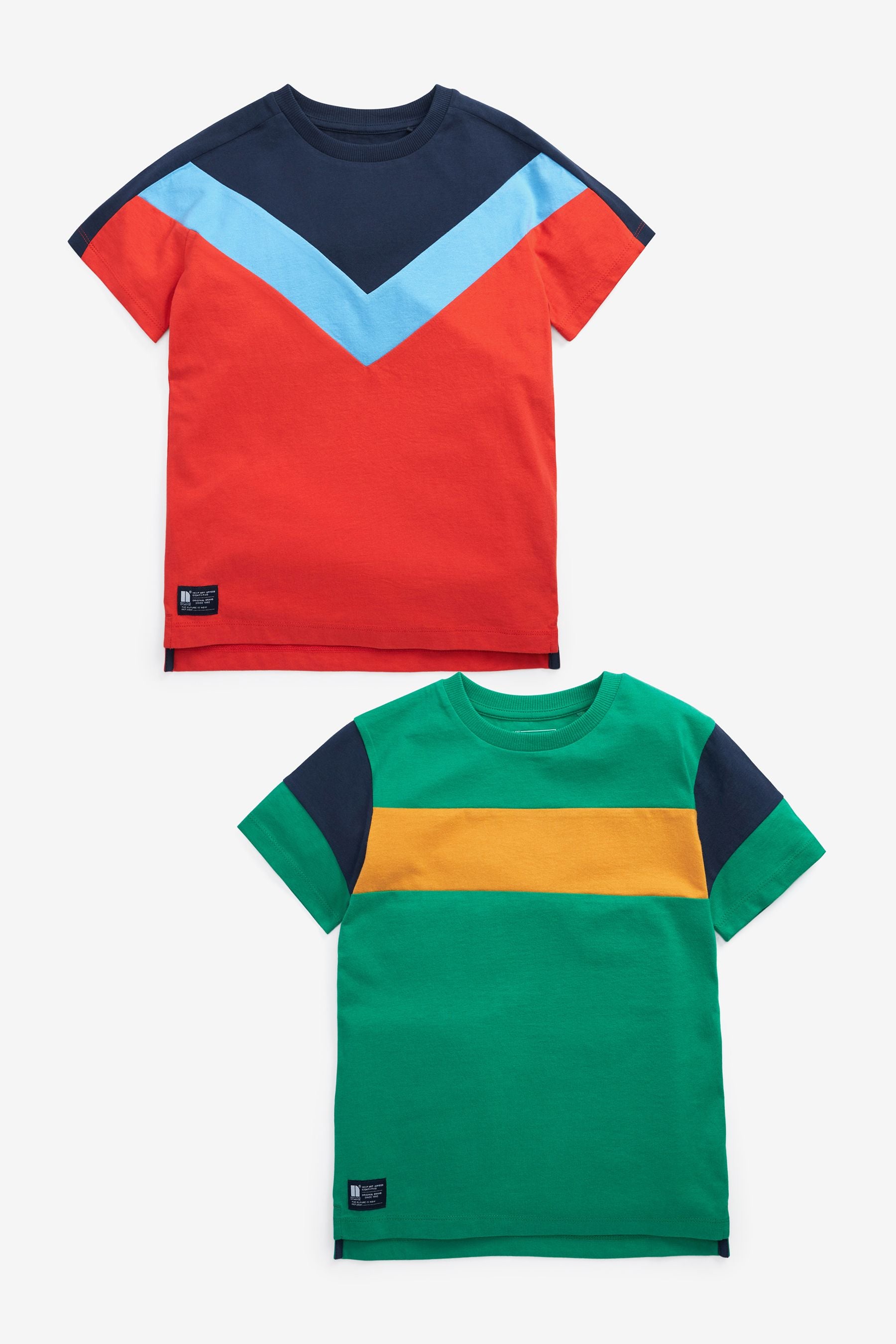 Bright Orange/Green 2 Pack Colourblock T-Shirts (3-16yrs)