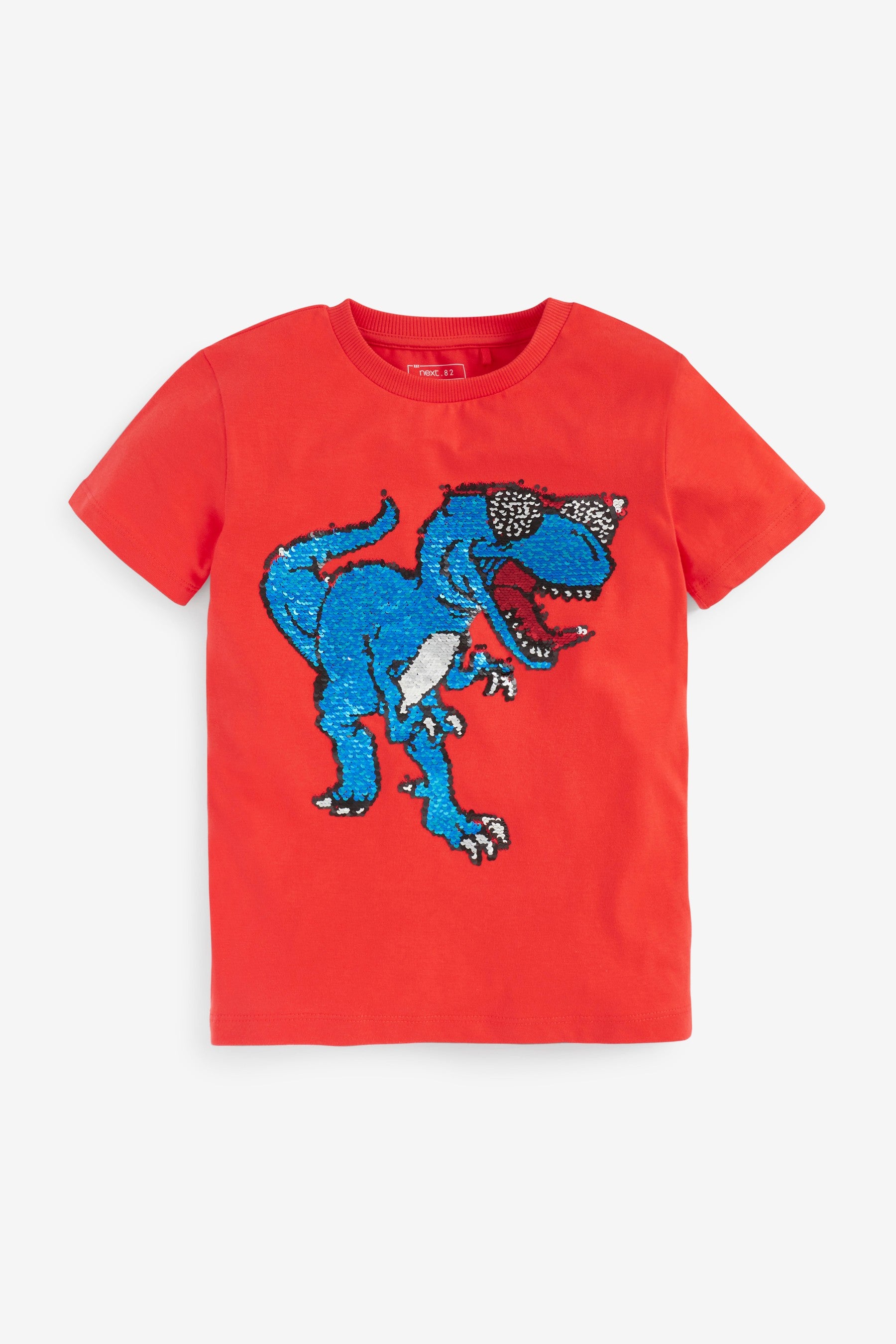 Red Dinosaur Flippy Sequin Short Sleeve T-Shirt (3-16yrs)