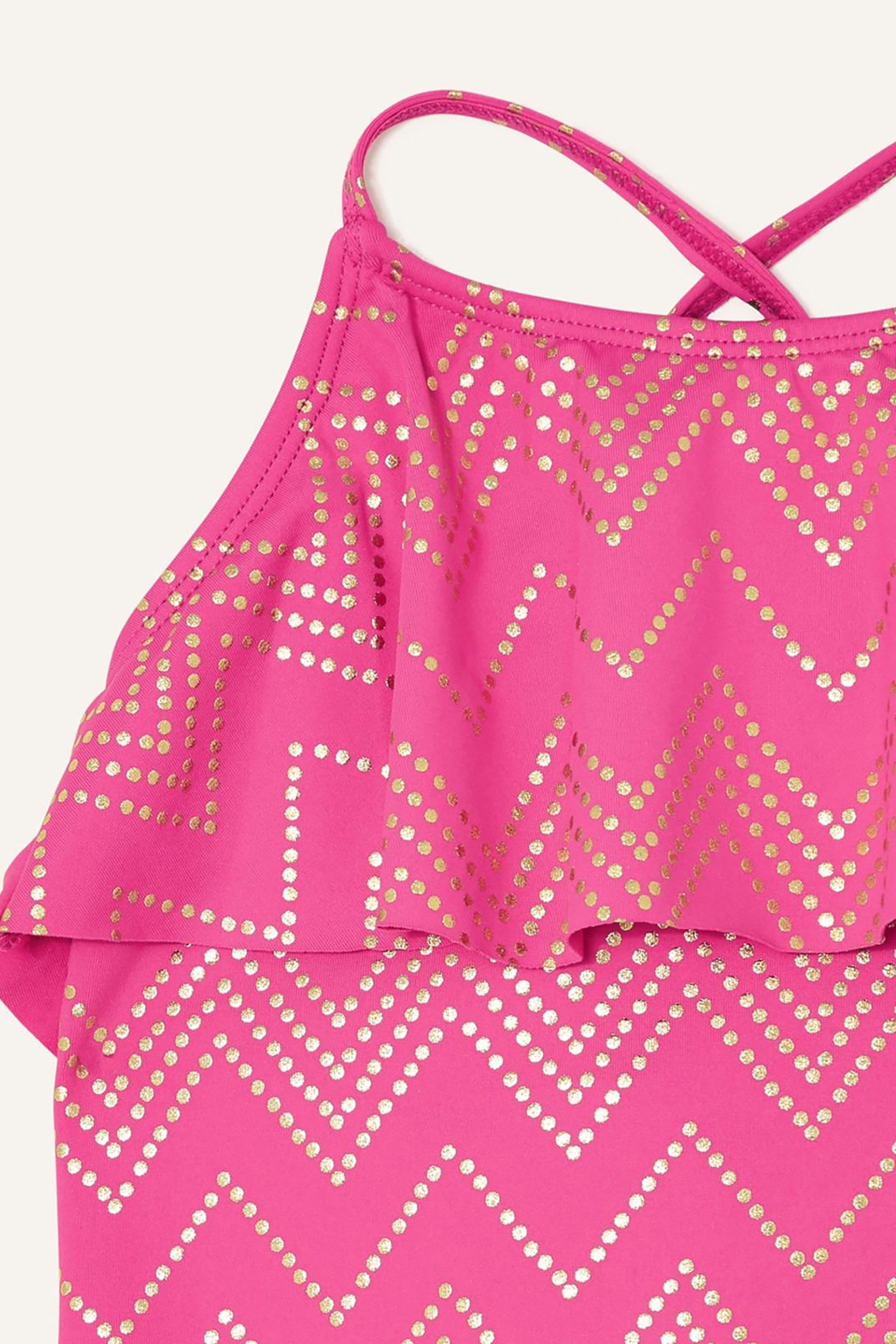 Monsoon Chevron Frill Pink Swimsuit