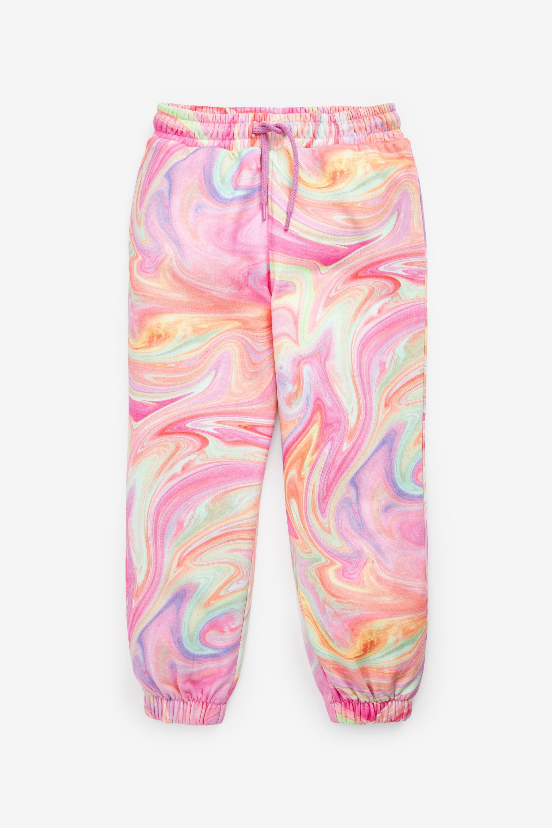 Pink Multi-colour Marble Print Hoodie And Joggers Set (3-16yrs)