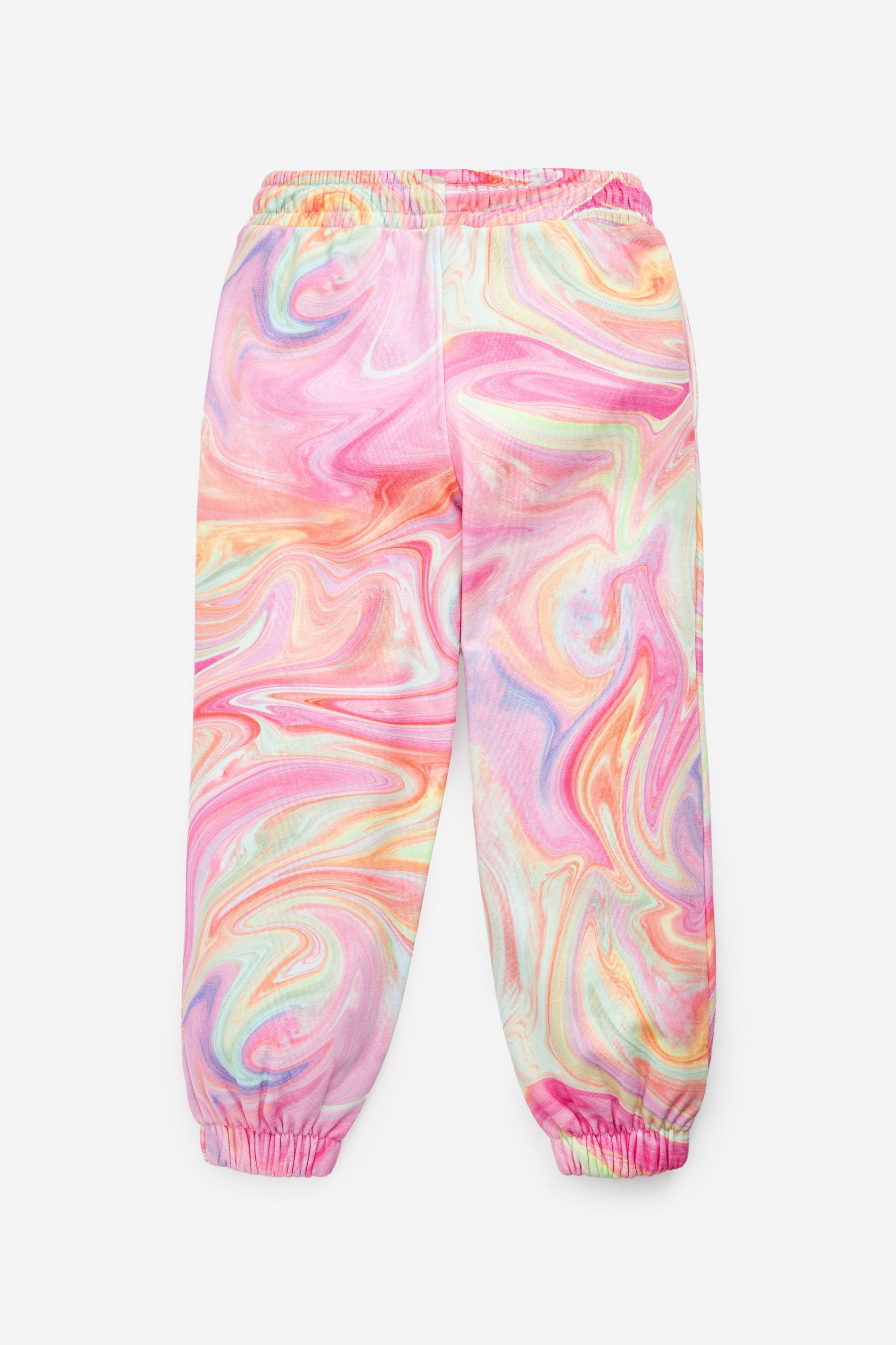 Pink Multi-colour Marble Print Hoodie And Joggers Set (3-16yrs)