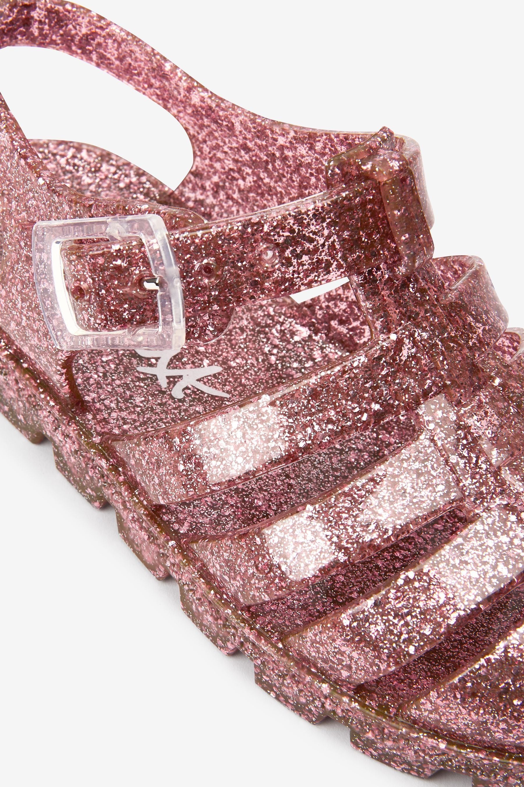 Rose Gold Glitter Jelly Sandals