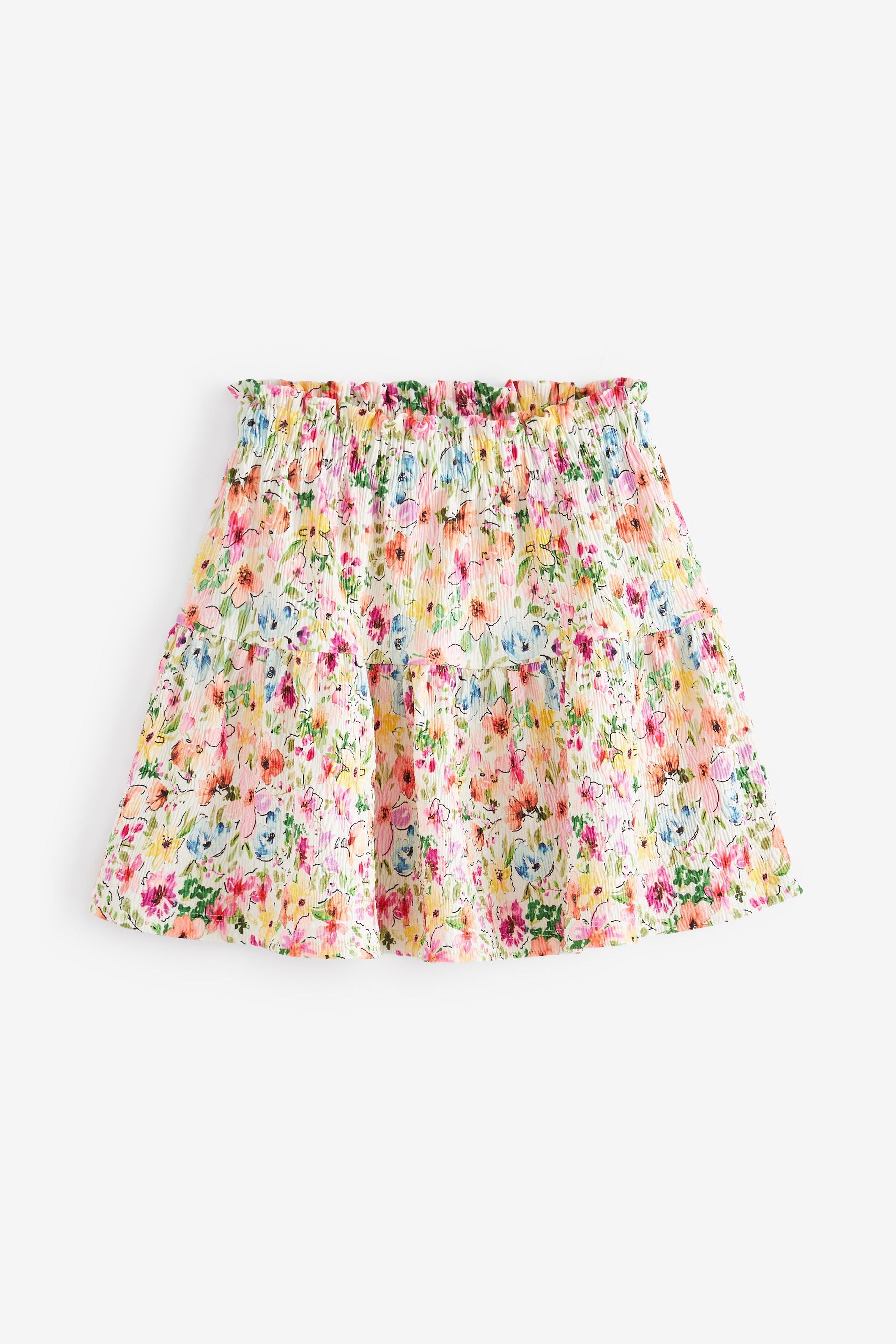 Ecru White/Pink Summer Floral Skirt (3-16yrs)