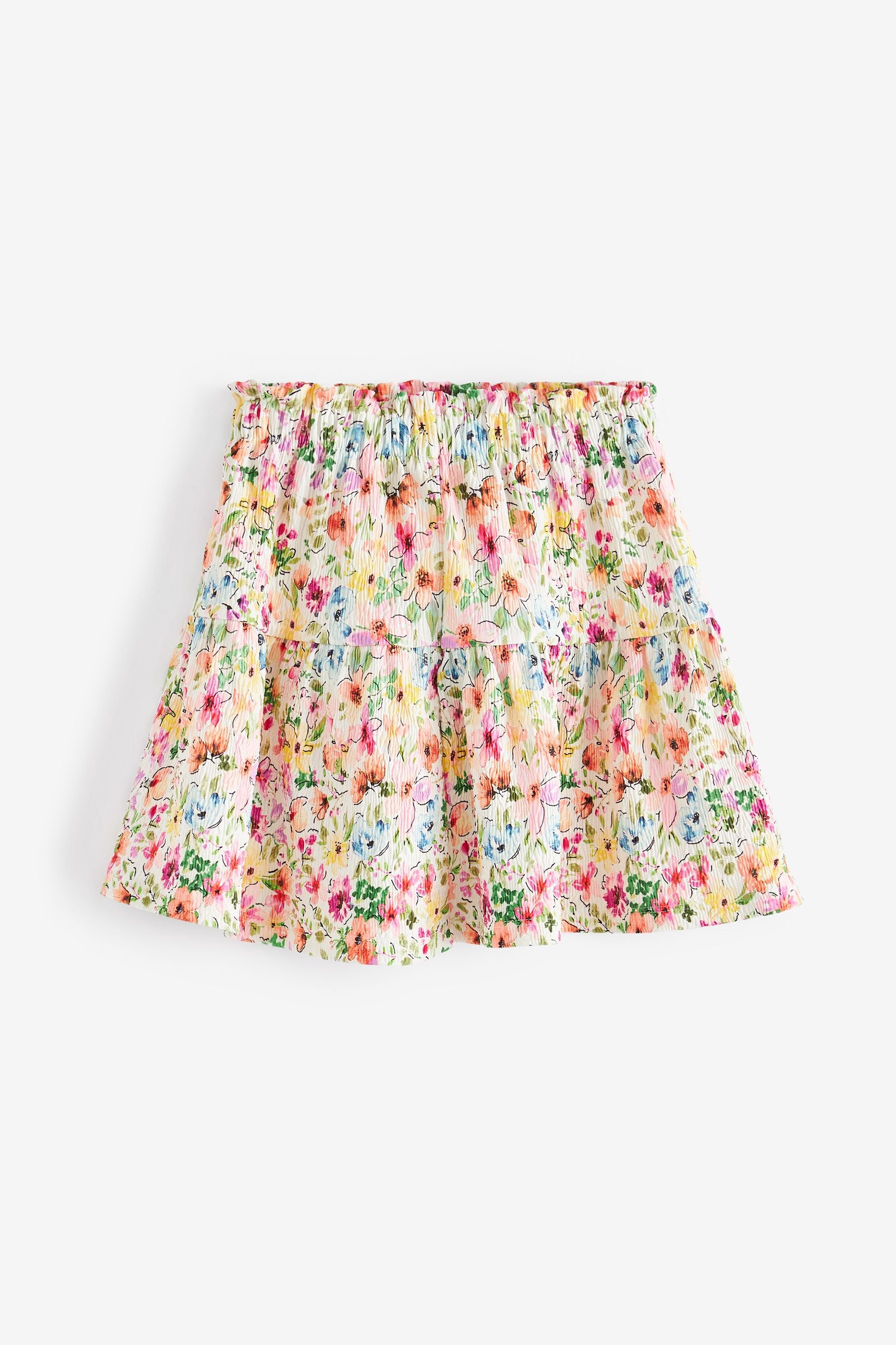 Ecru White/Pink Summer Floral Skirt (3-16yrs)